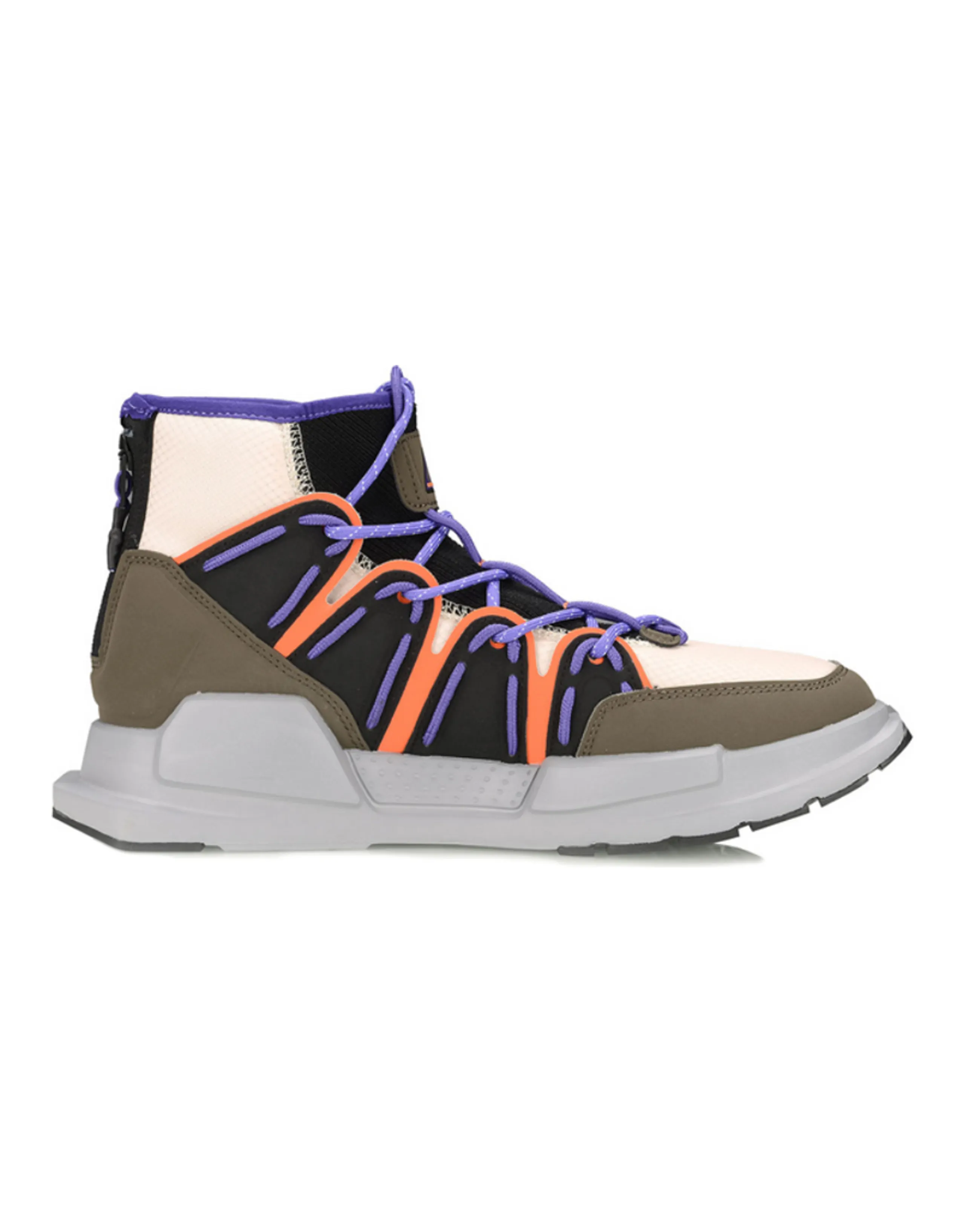 LINING Vintage Basketball Shoes Men High-Top Gray Green