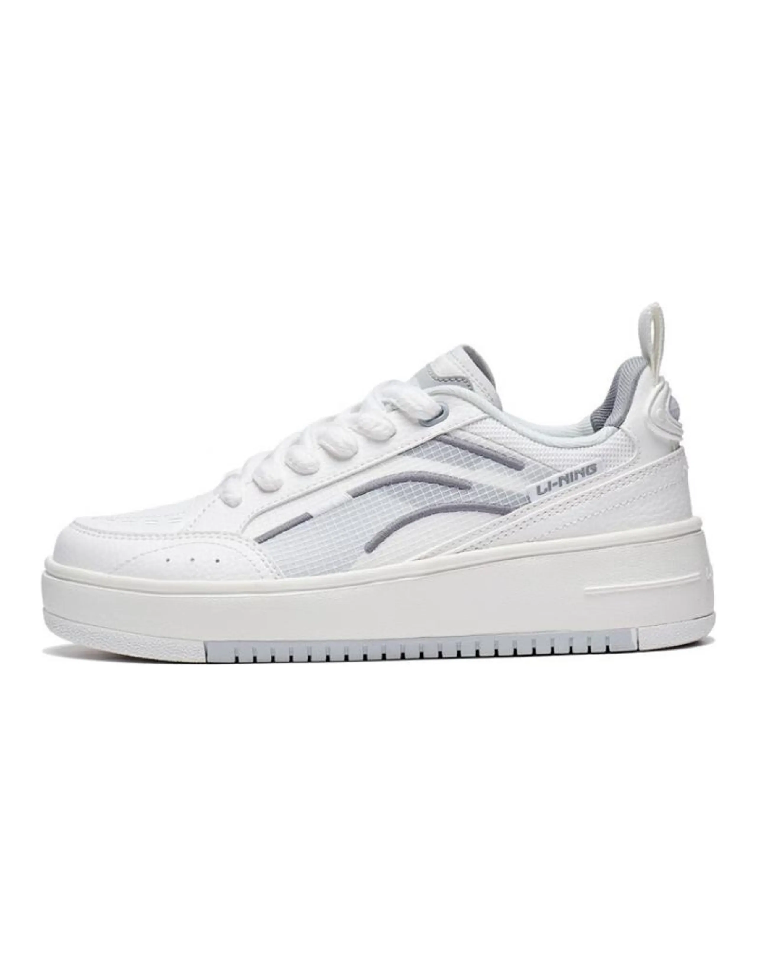 LiNing Floating Light Anti-Slip Wear-Resistant Low-Top Skateboard Shoes Women's White Gray