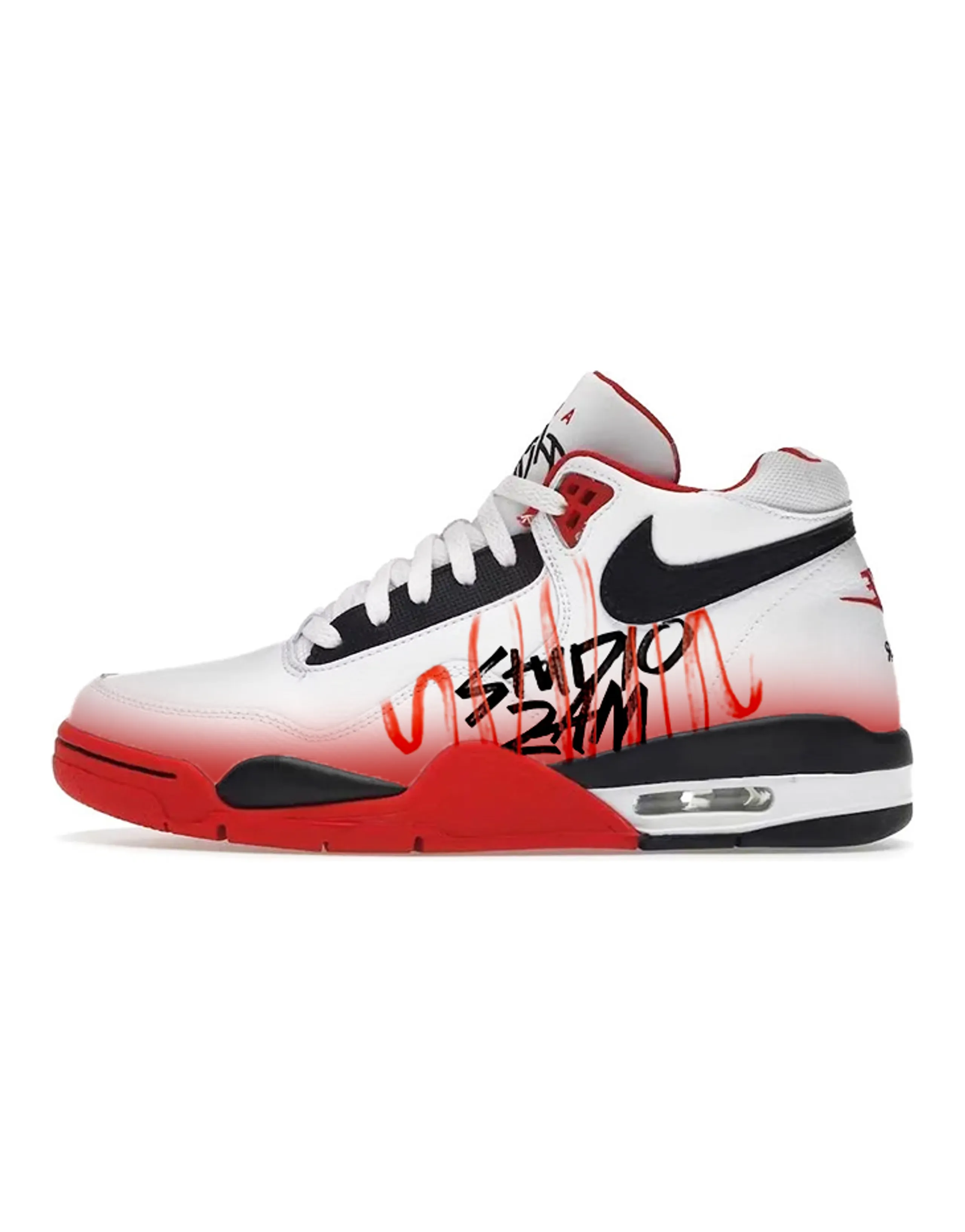 Nike Flight Legacy Cushioning Wear-Resistant Mid-Top Vintage Basketball Shoes Unisex Red White
