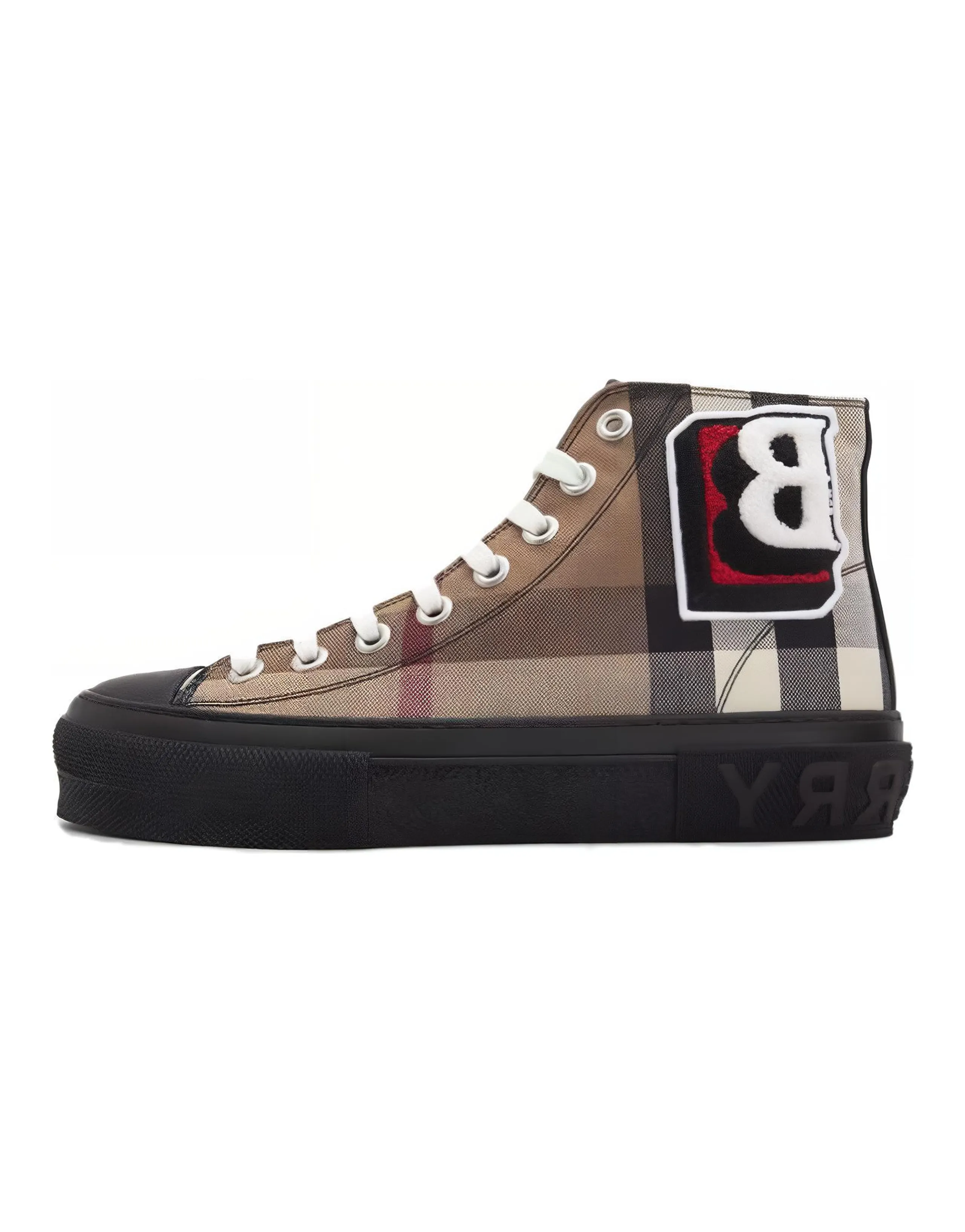 Burberry High-Top Stylish Skateboarding Shoes Men's Plaid