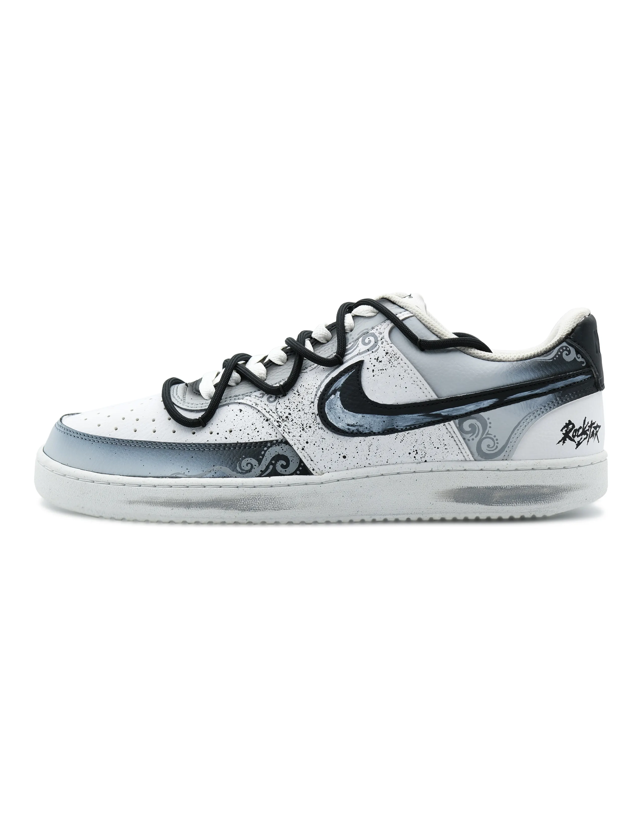 Nike Court Vision 1 Overflowing Elegance Sprout Slip-Resistant Low-Top Skateboard Shoes Men's Black White Gray