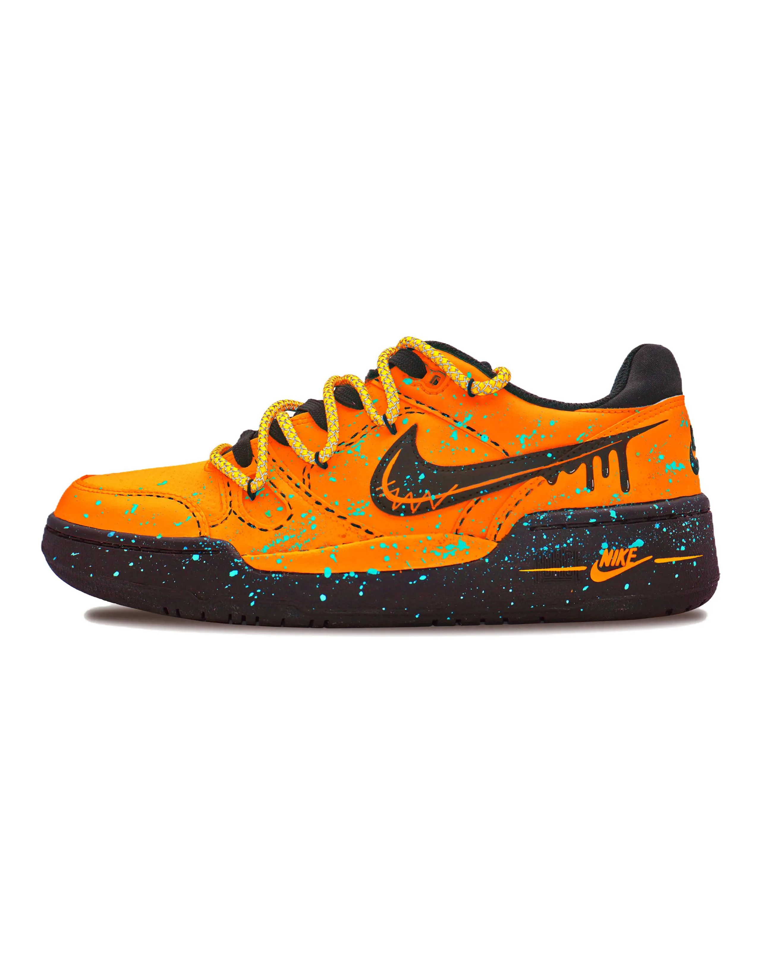 [Custom Sneakers] Nike Full Force Night Phantom Fluorescent Spray Paint Workwear Tech Reflective Laces Full Shoe Recolor Wear-Resistant Low-Top Sneakers Unisex Orange