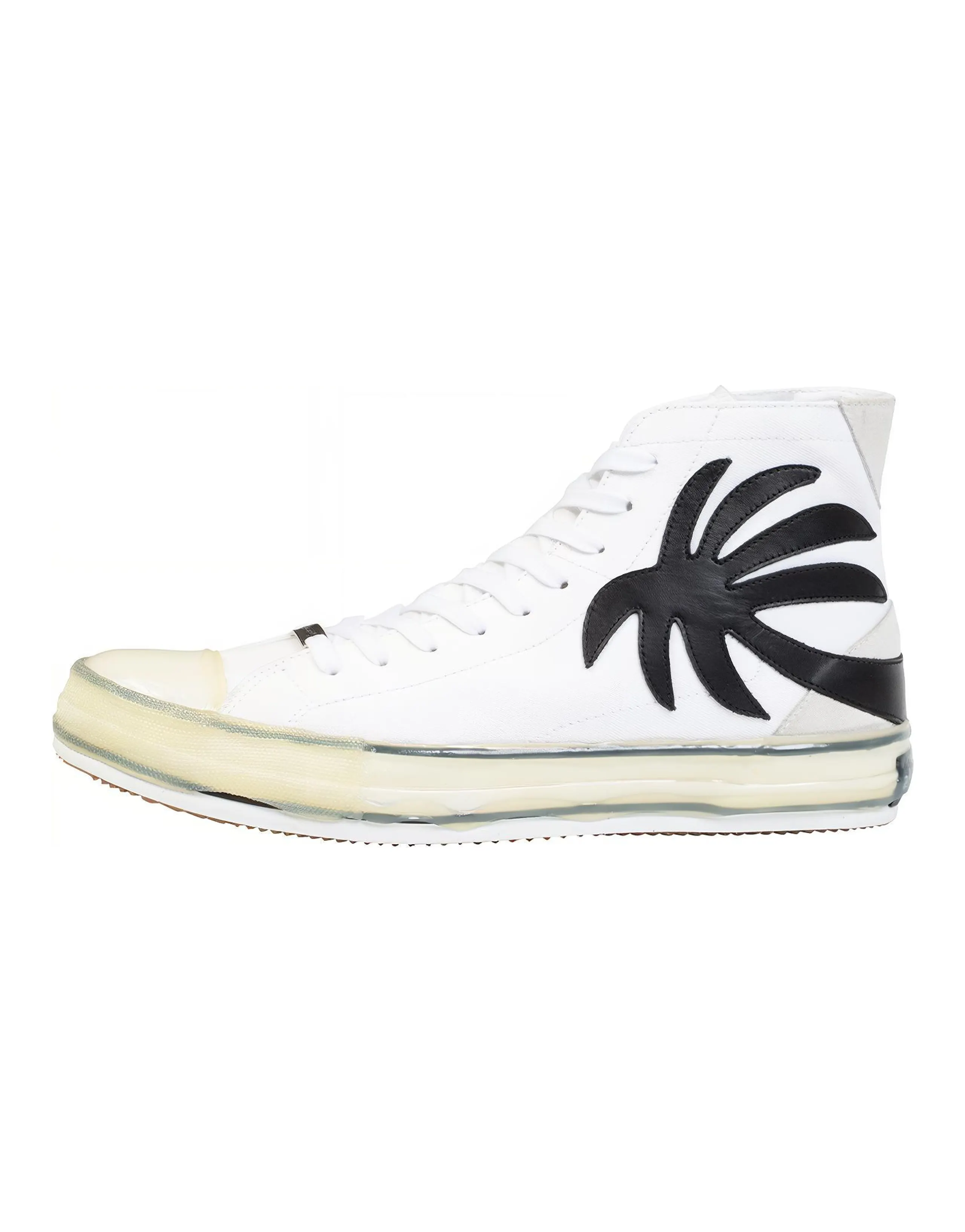 PALM ANGELS Anti-Slip Wear-Resistant High-Top Canvas Shoes Men's White