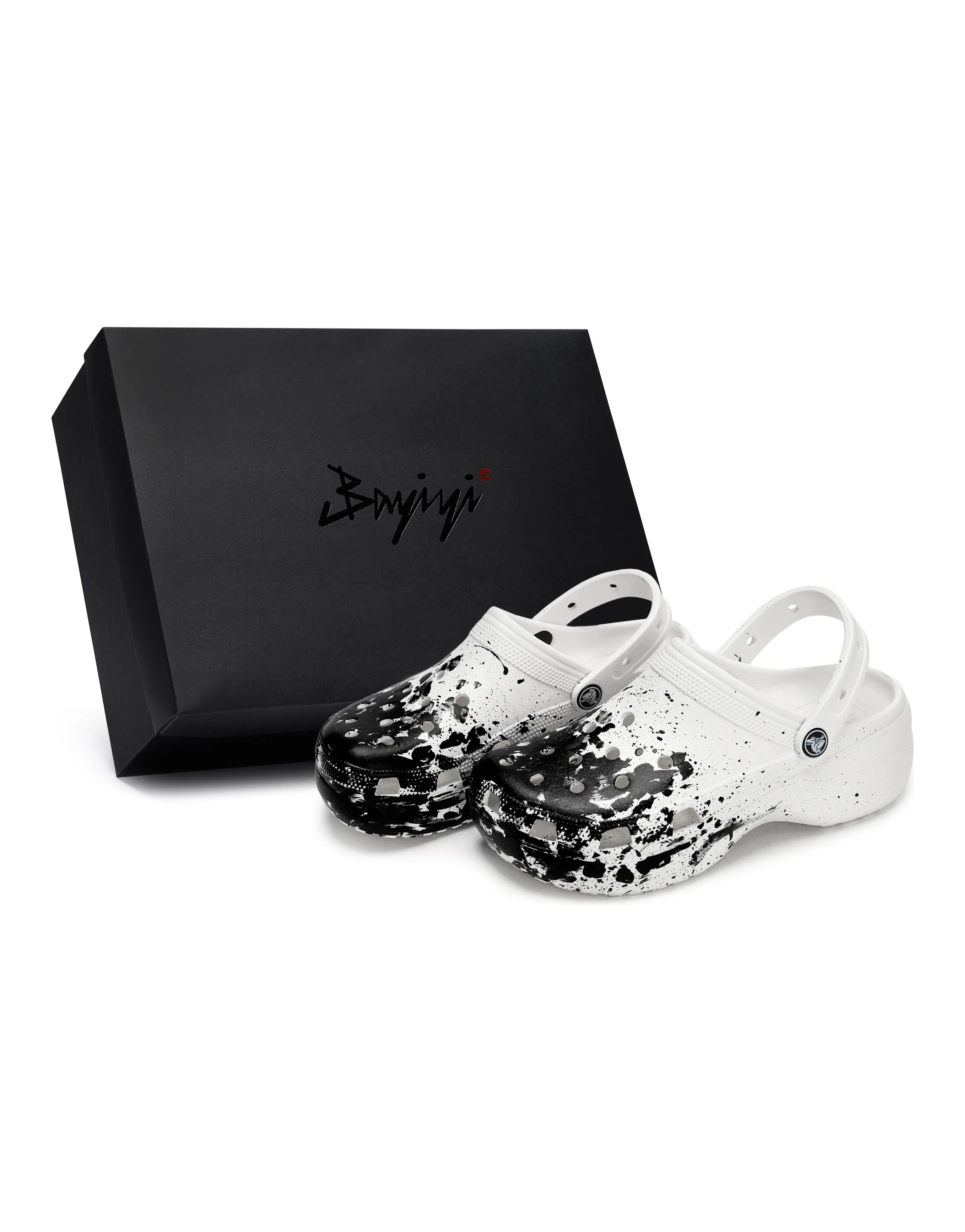 [Custom Shoes] Crocs Classic Platform Clog 811 Made Undercurrent Scene Special Box Fluid Splash Personality High Street Distressed Comfortable Clogs Women's White Black