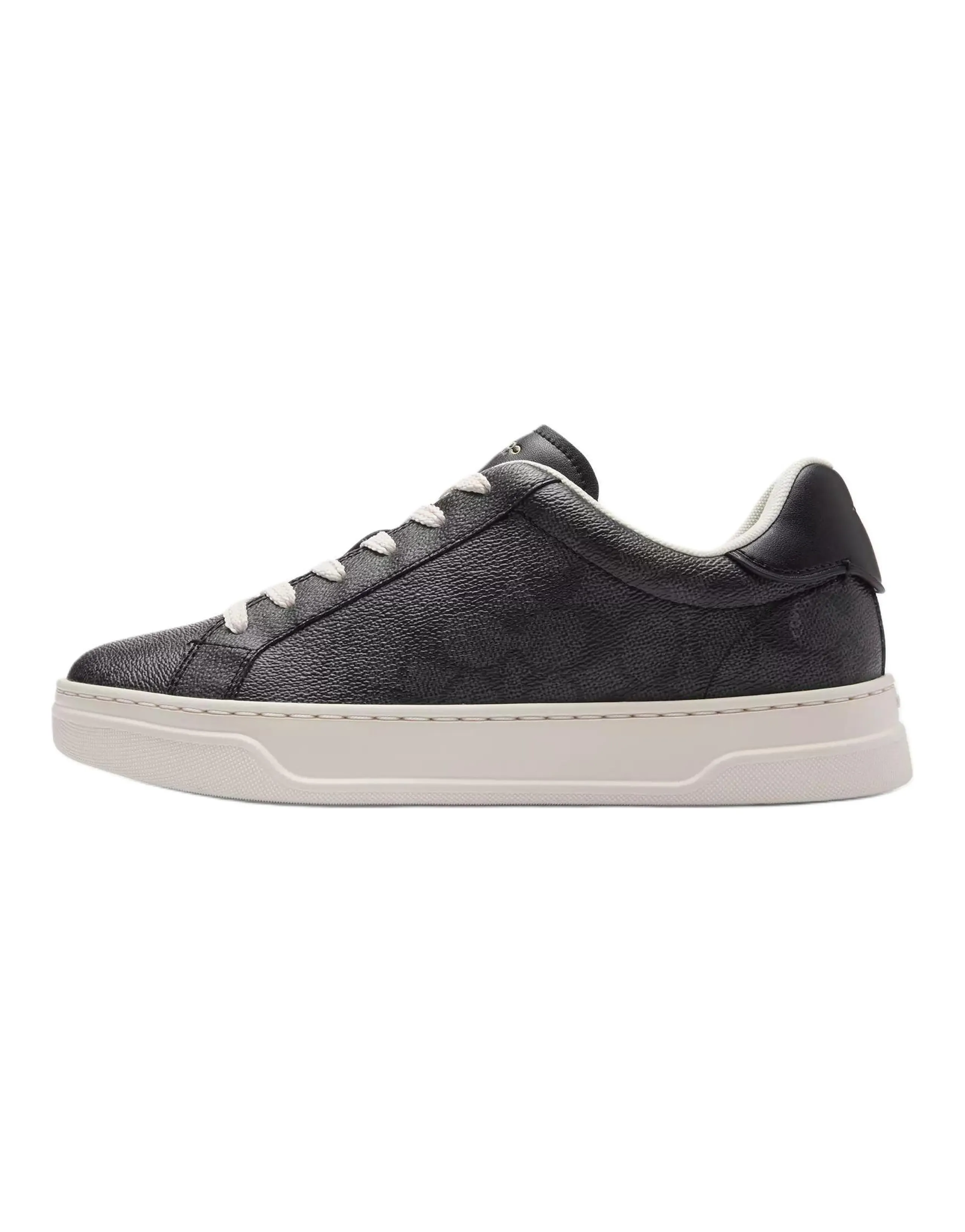 COACH High Line Leather Round Toe Lace-Up Low-Top Sneakers Women's Black