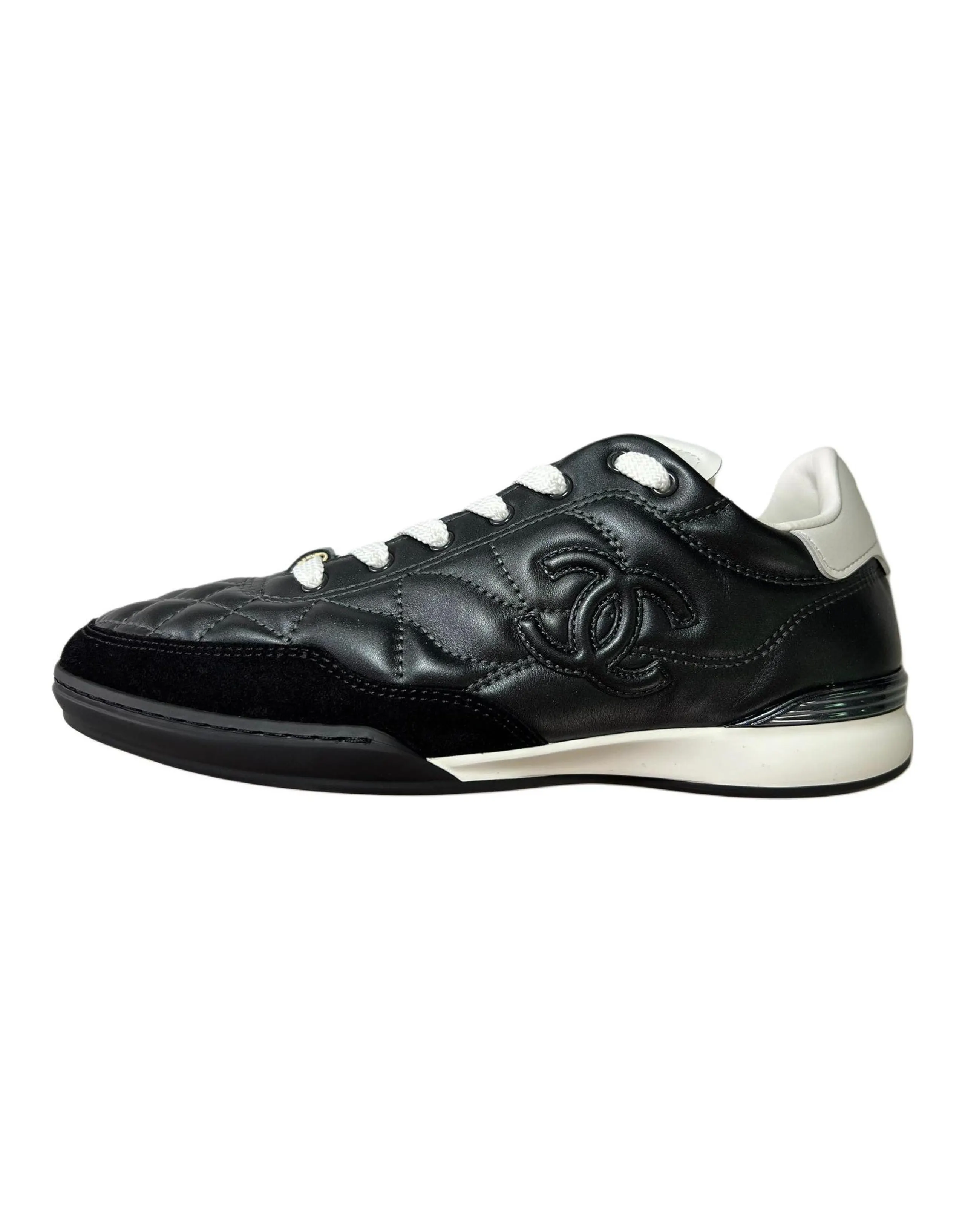 CHANEL 24a Low-Top German Army Trainers Casual Shoes Women's Matte Black