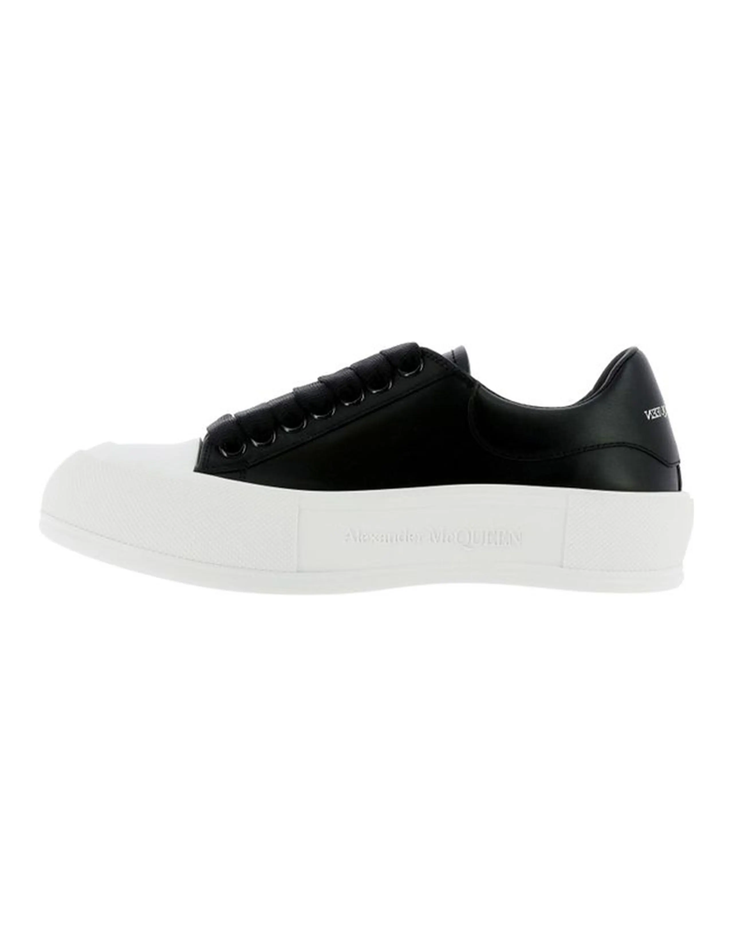 Alexander McQueen Deck Plimsoll Lace Up Sneakers 'Black White' Women's