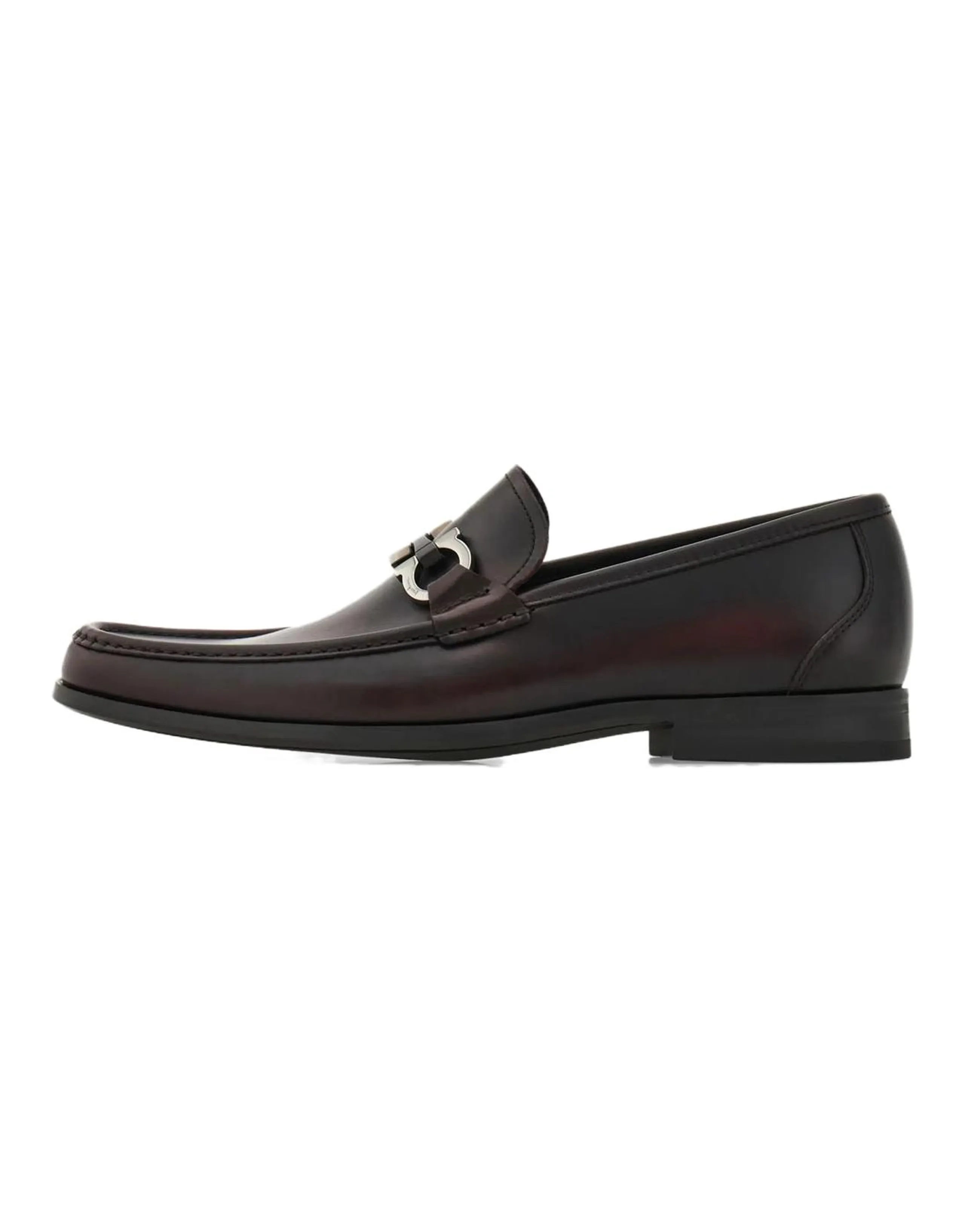 FERRAGAMO GANCINI Calfskin Loafers Men's Black