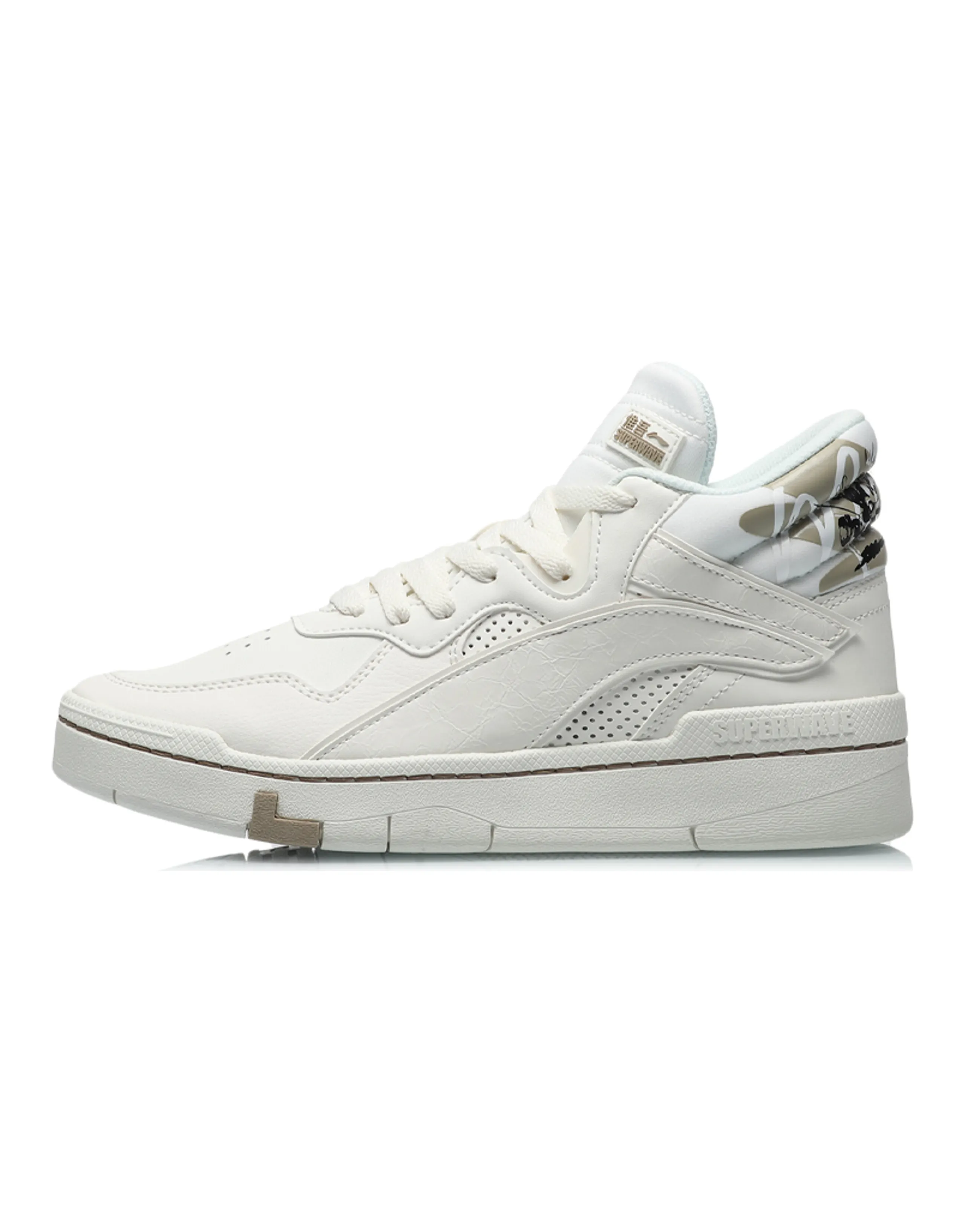 DISHINI LiNing Wave Superwave Mid Coverage Warm Slip-Resistant Mid-Top Skateboard Shoes Women's White