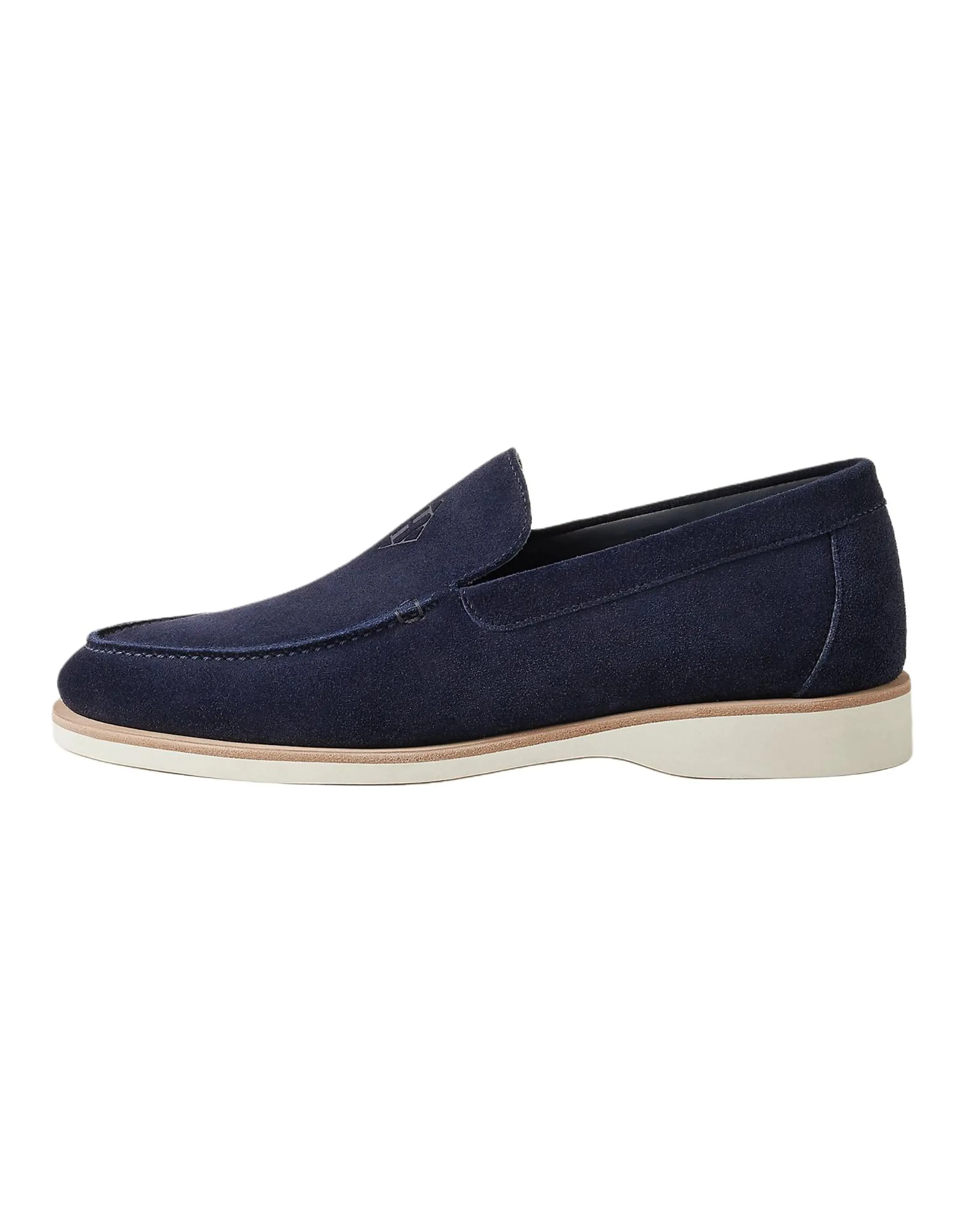 HERMES Velvet Round-Toe Low-Top Moccasin Casual Shoes Men's Blue