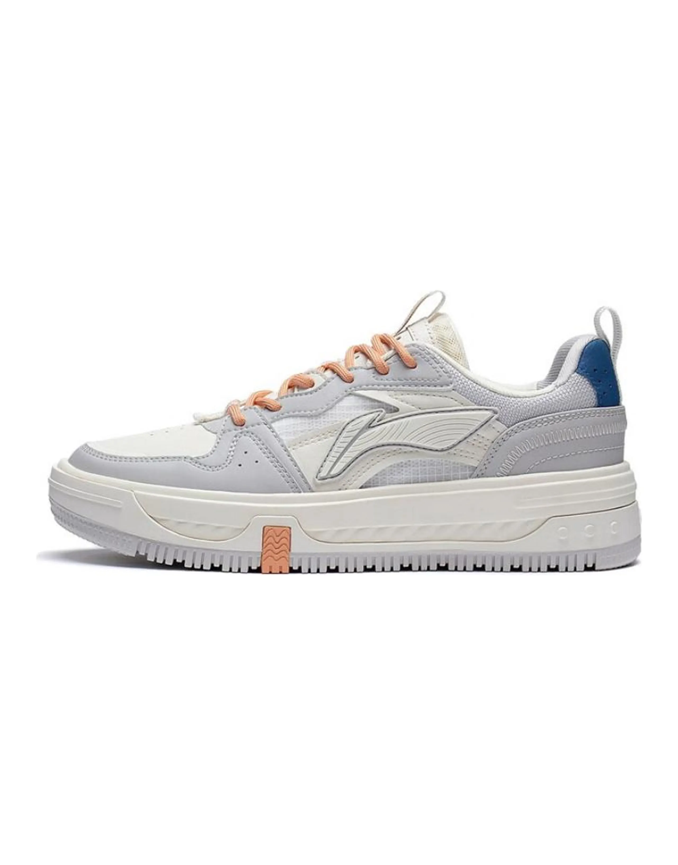 LiNing Anti-Slip And Wear-Resistant Height Increasing Low-Top Skateboard Shoes Women's Gray White