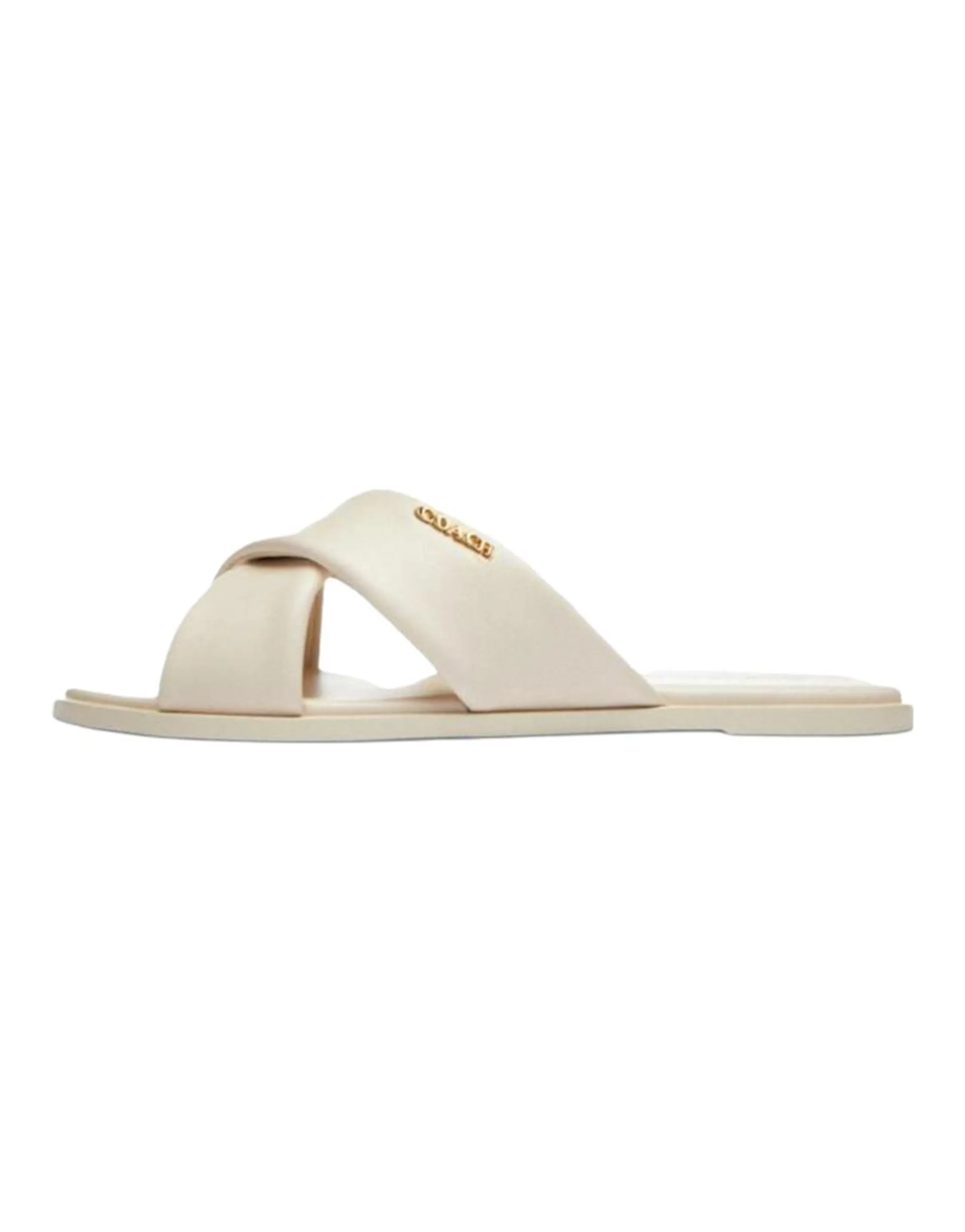 COACH LINK Open-Toe Slide Sandals Women's White