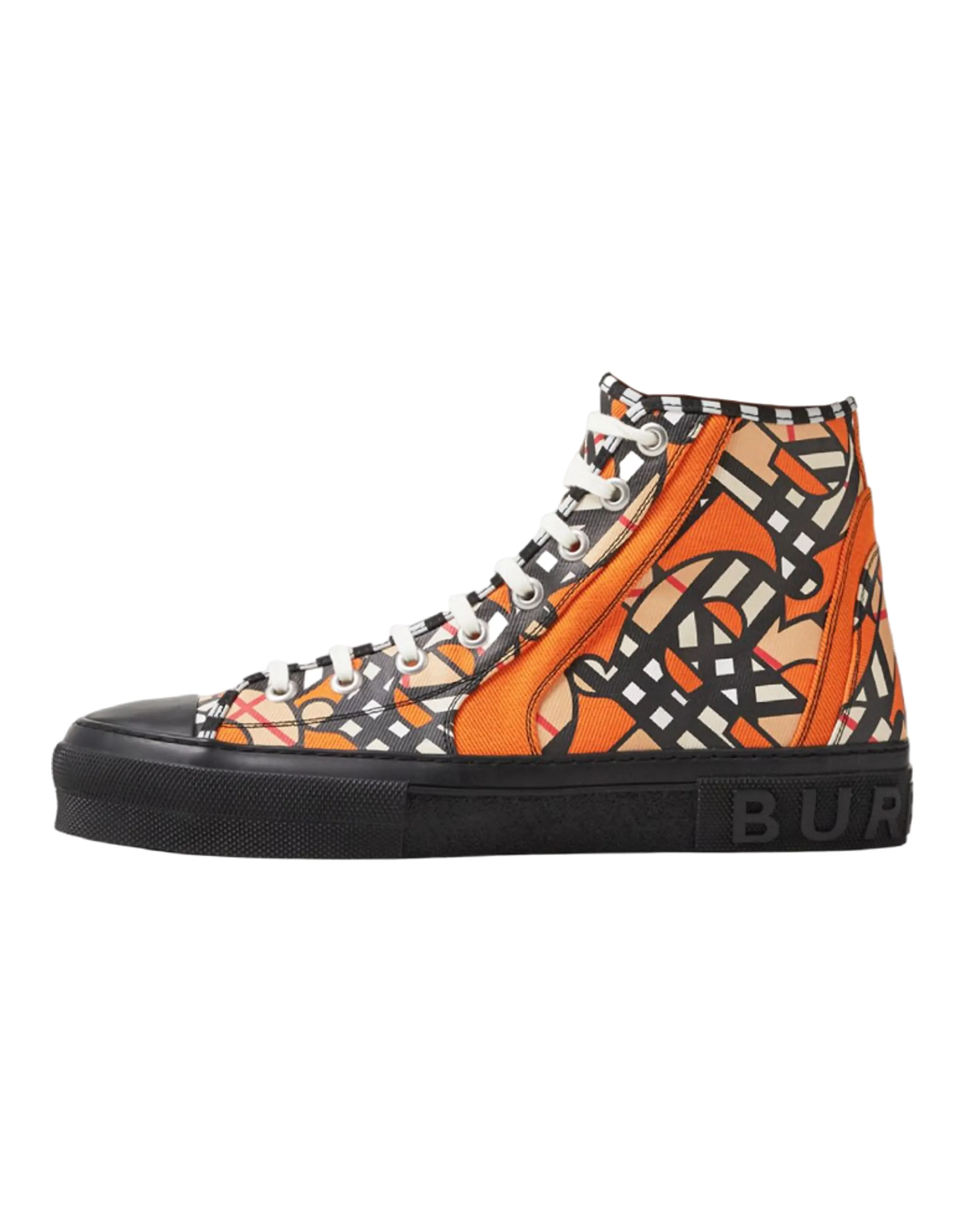 Burberry High-Top Stylish Skateboarding Shoes Men's Bright Orange