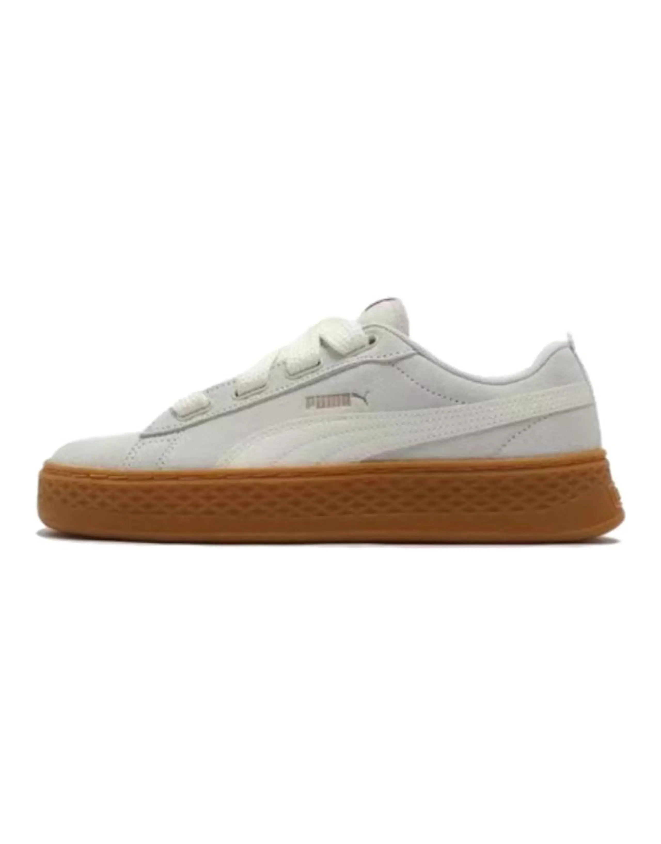 PUMA Smash Platform Anti-Slip Wear-Resistant Low-Top Skateboard Shoes Women's Ecru