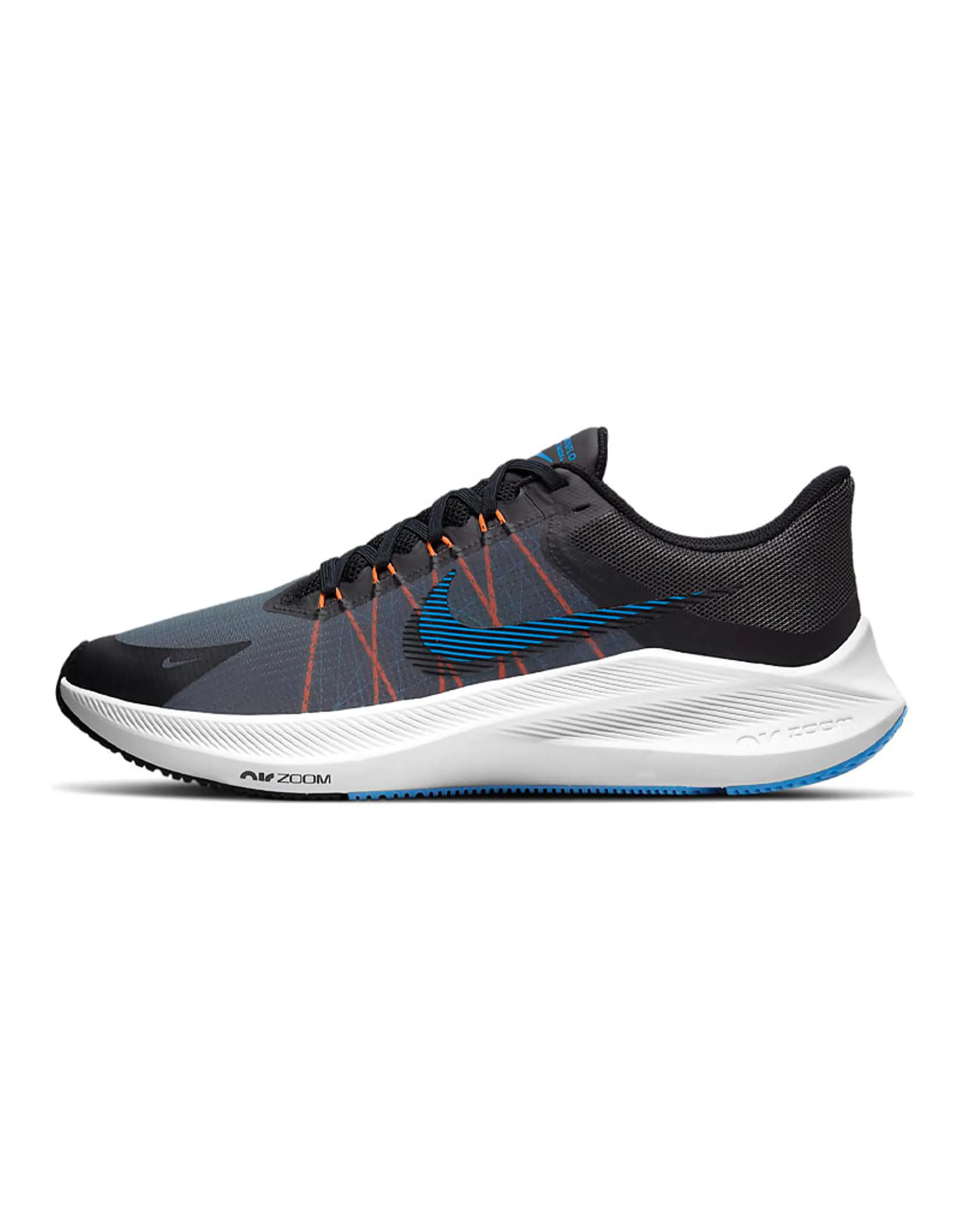 Nike Men's Zoom Winflo 8 Grey/black/blue Running Shoes Cw3419-007