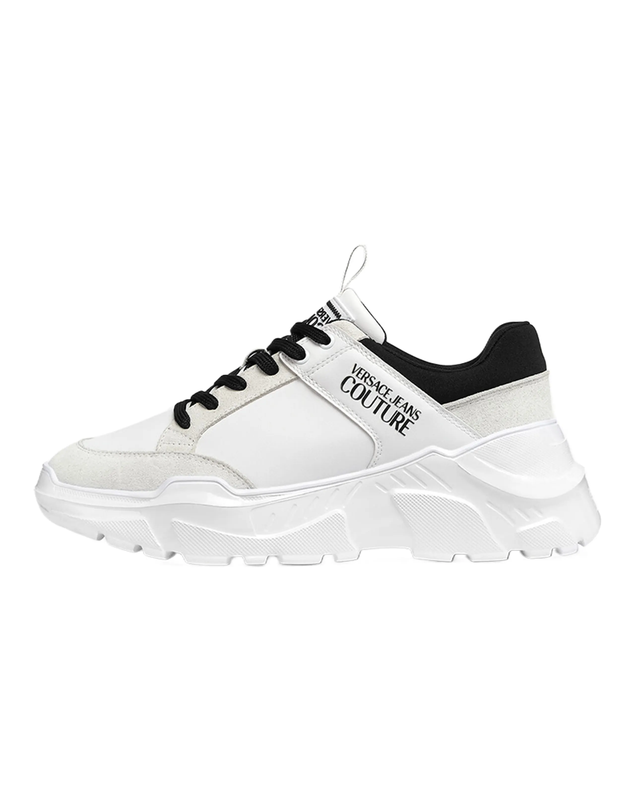 VERSACE JEANS Speedtrack Leather Lace-Up Low-Top Casual Shoes Men's White