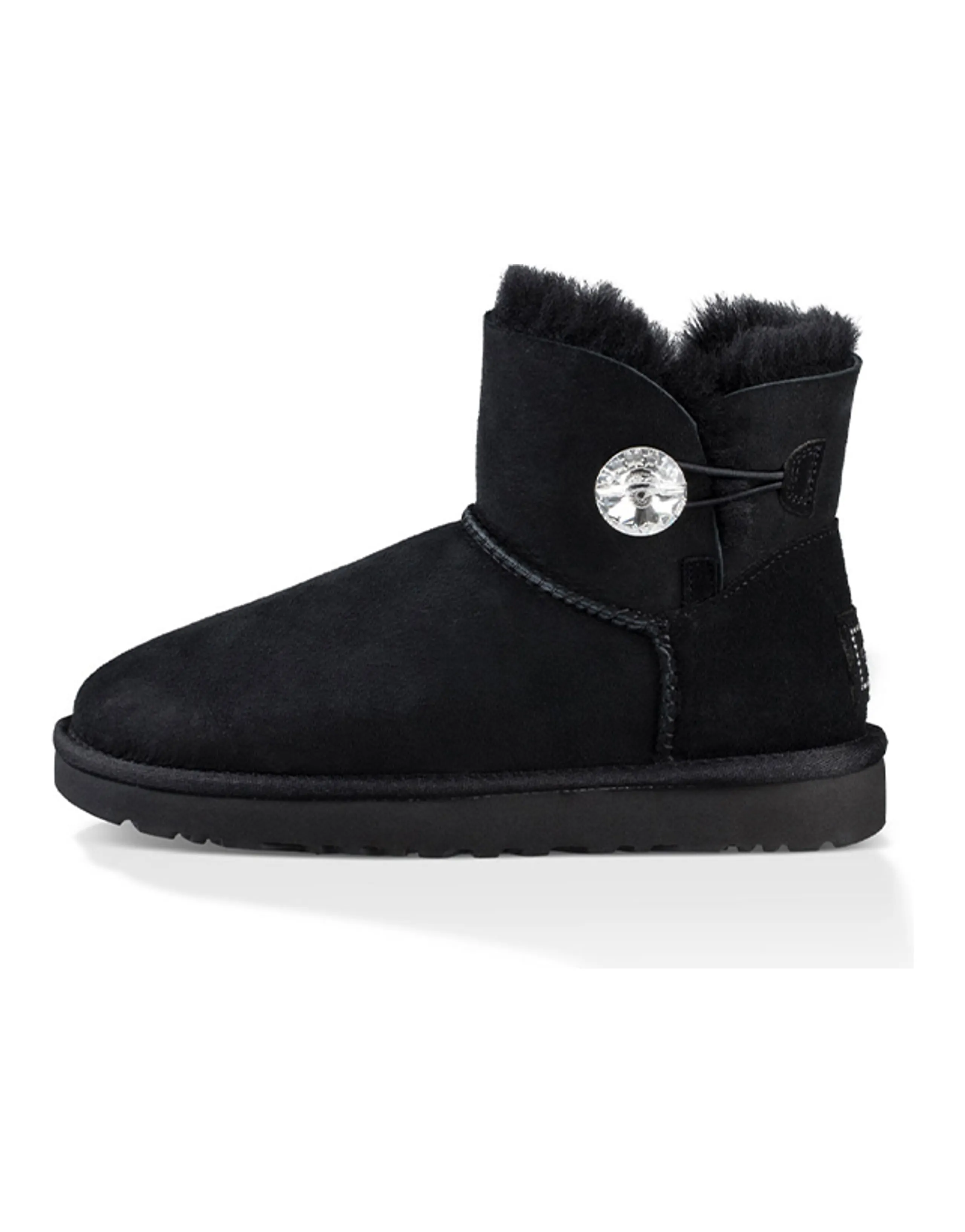 UGG Mini Bailey Button Bling Fleece Lined 'Black White' Women's