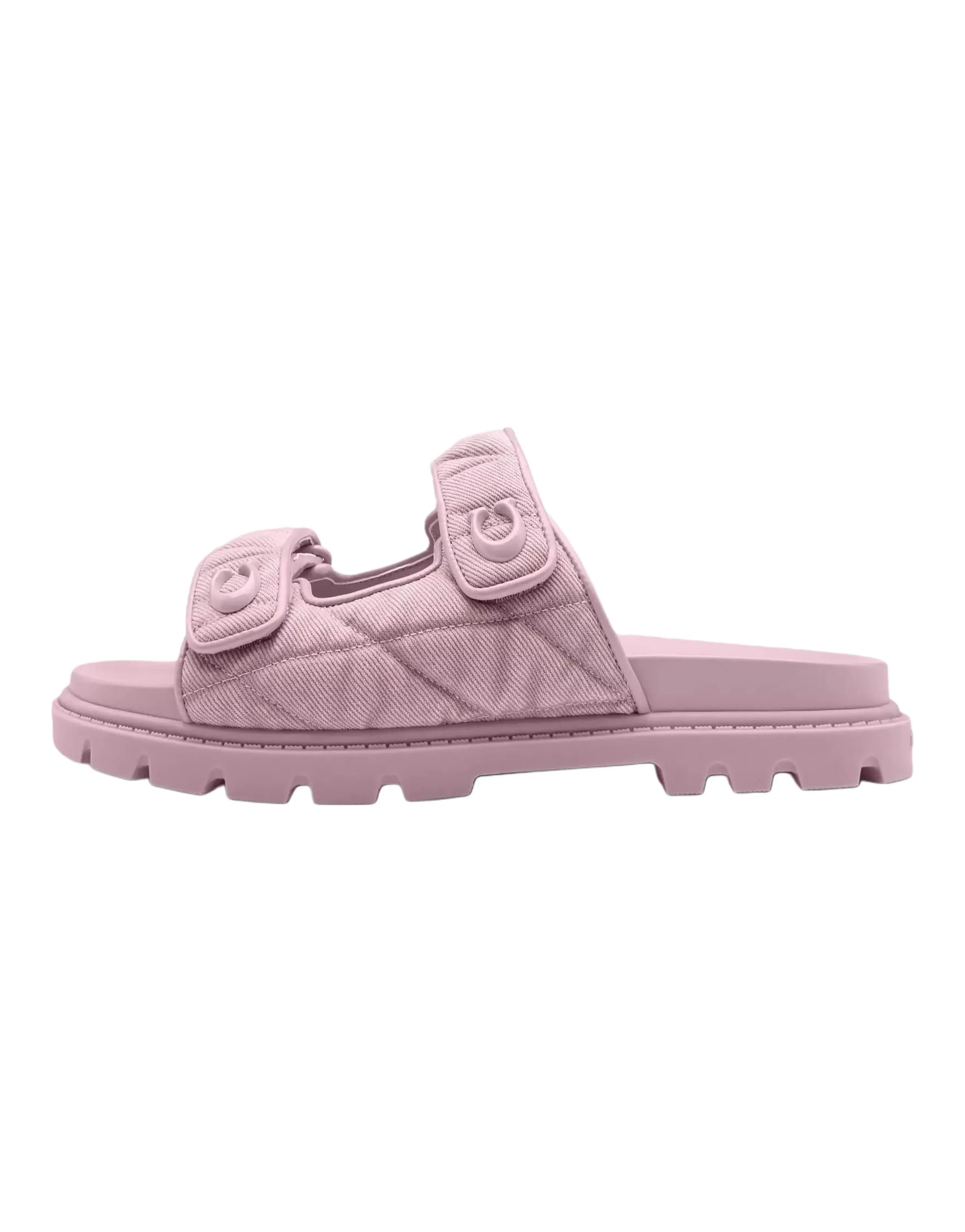 COACH Quilted Double Strap C Logo Detail Slide Sandals Women's Pink