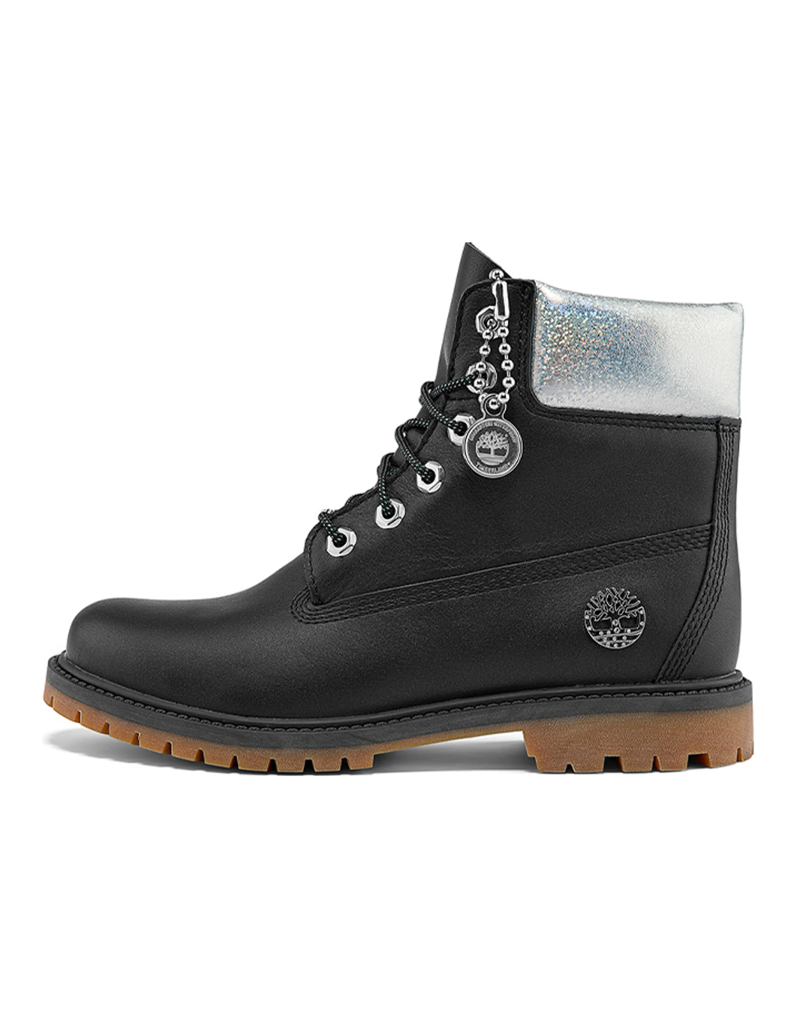 Timberland Heritage 6 Inch Waterproof Boots 'Black Full Grain With Silver Collar' Women's
