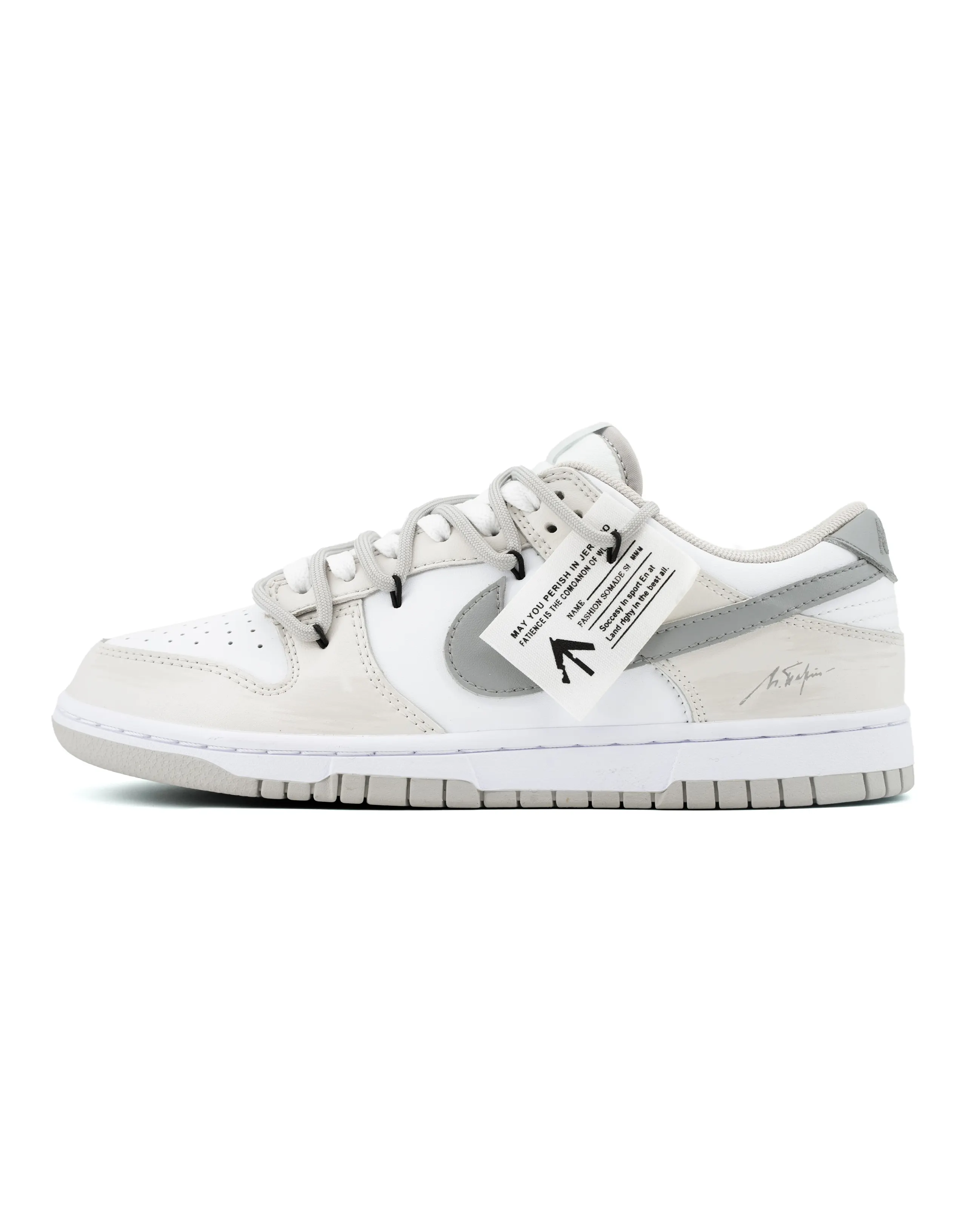 [Custom Sneakers] Nike Dunk Cloud Shadow Grey Trace Aurora Wind Dreamy Graffiti Double Deconstruction Fresh Simple Letter Trend Retro Versatile Niche Premium Wear-Resistant Lightweight Low-Top Sneakers Unisex Grey White