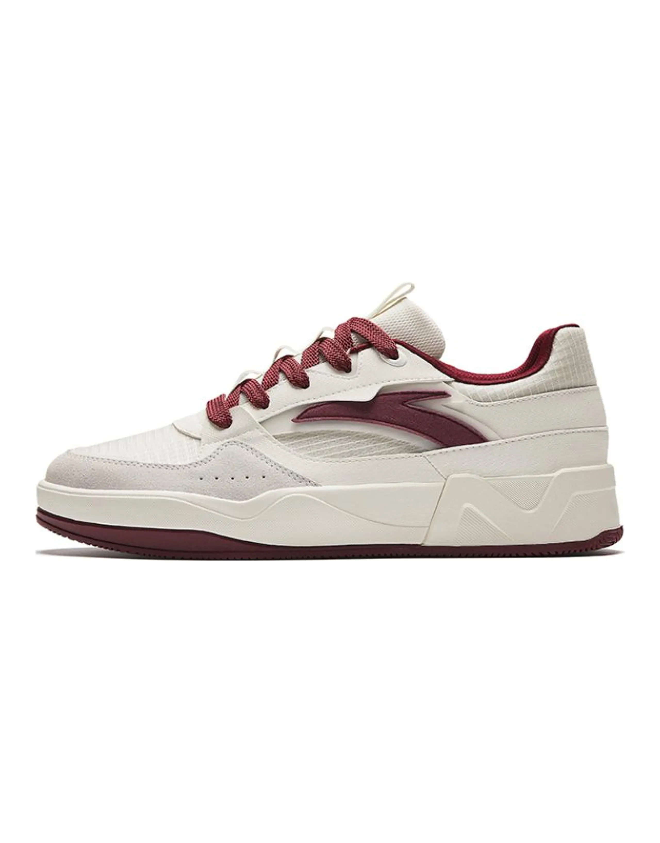 ANTA Skateboard Shoes Men Low-Top Ivory White/Crimson Red