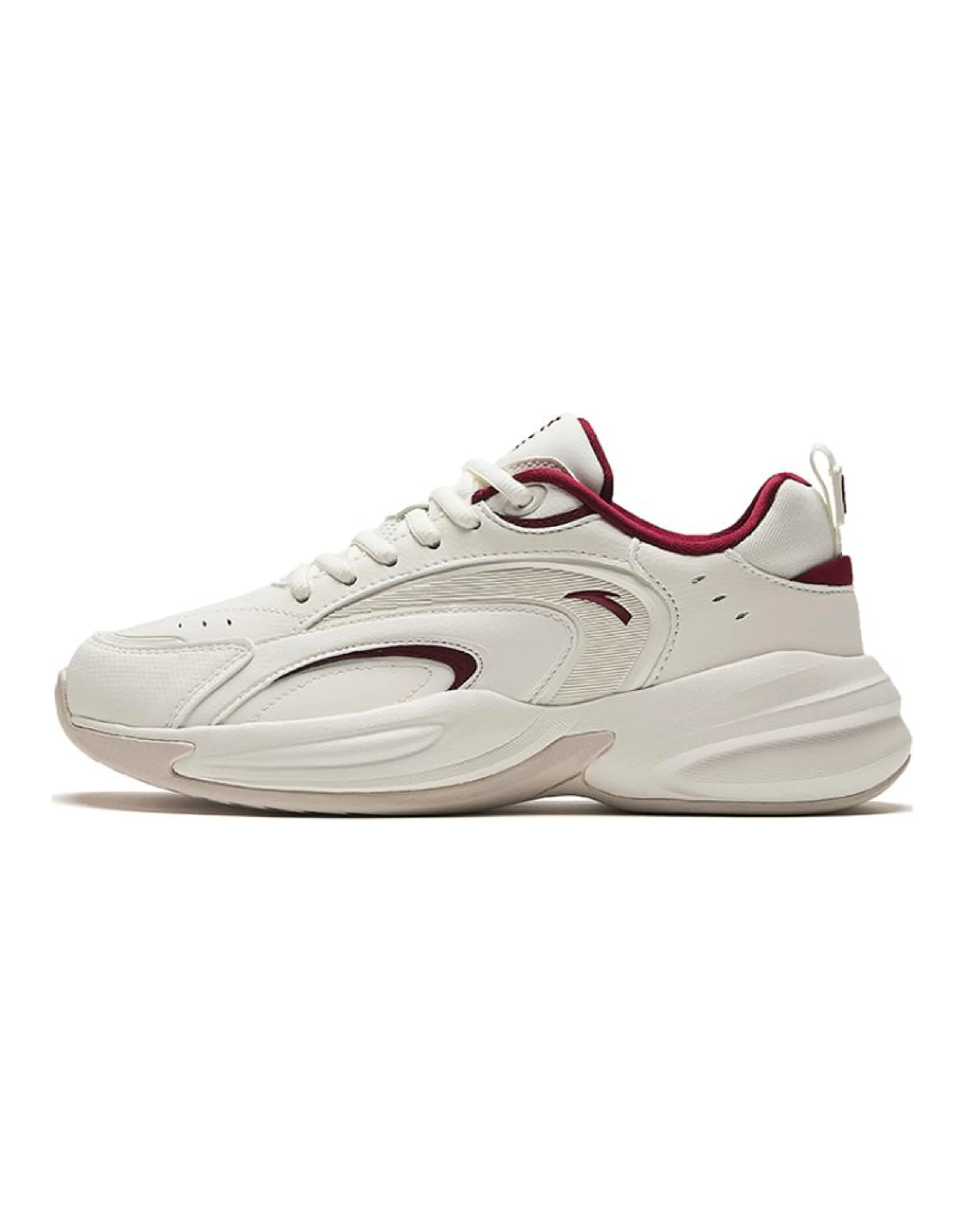 ANTA Chunky Sneakers Women's Low-Top Ivory White/Litchi Red