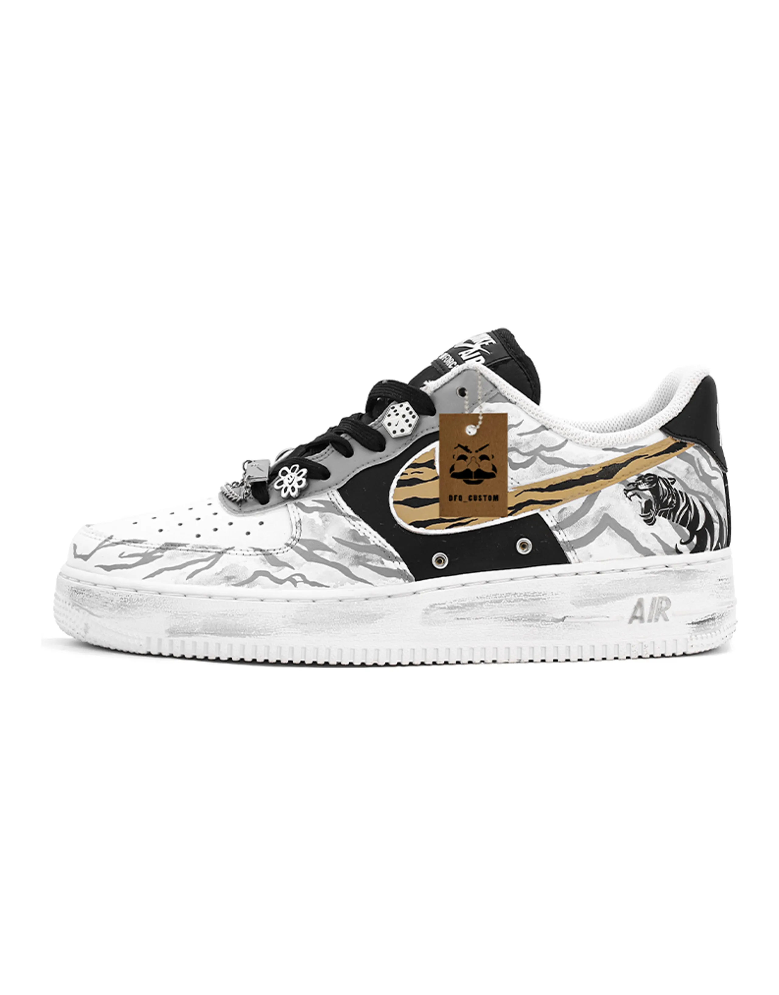 Nike Air Force 1 Skateboard Shoes Men Low-Top Black/White/Gray