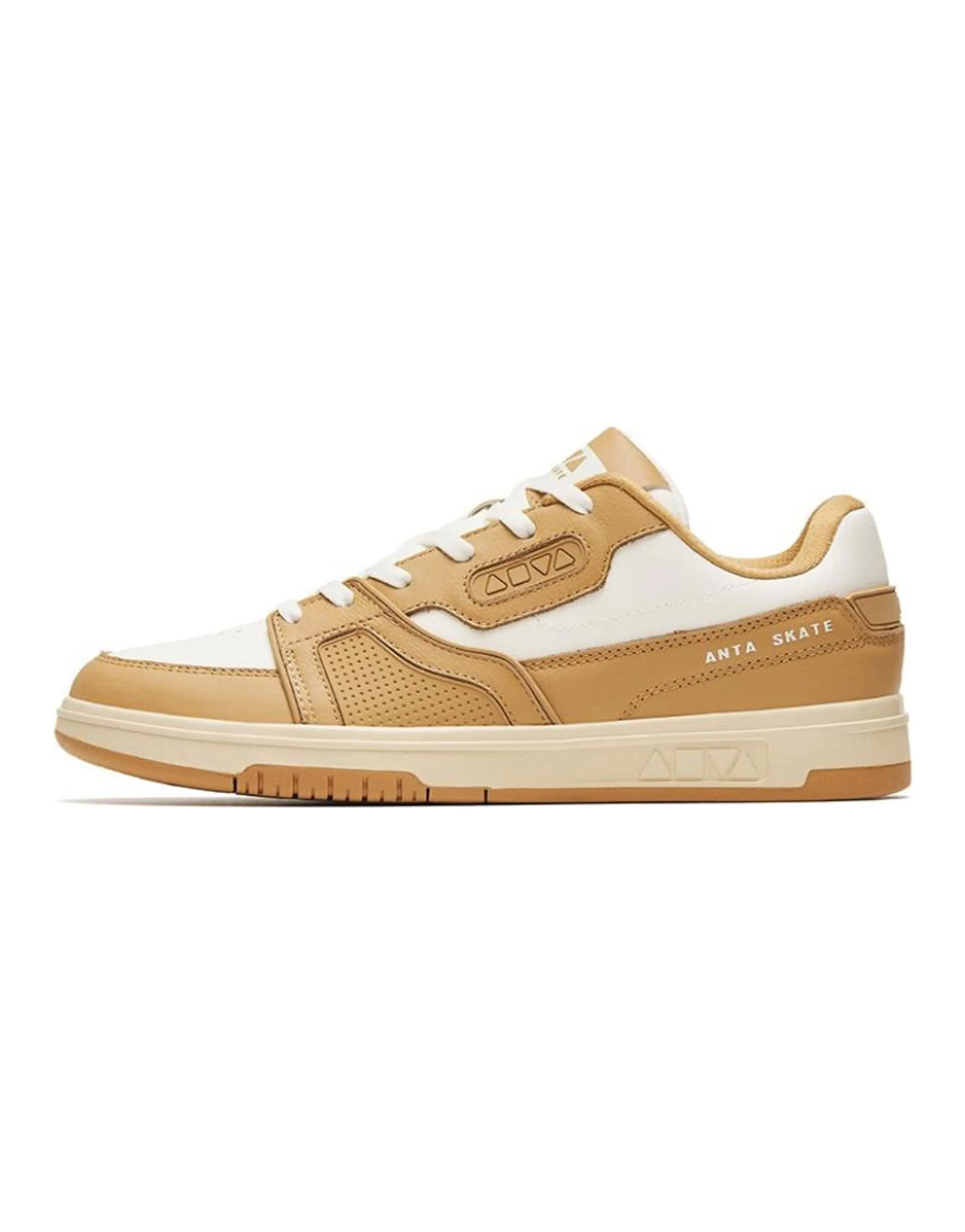Anta Qiuyou Slip-Resistant Cushioning Wear-Resistant Low-Top Skateboard Shoes White Brown