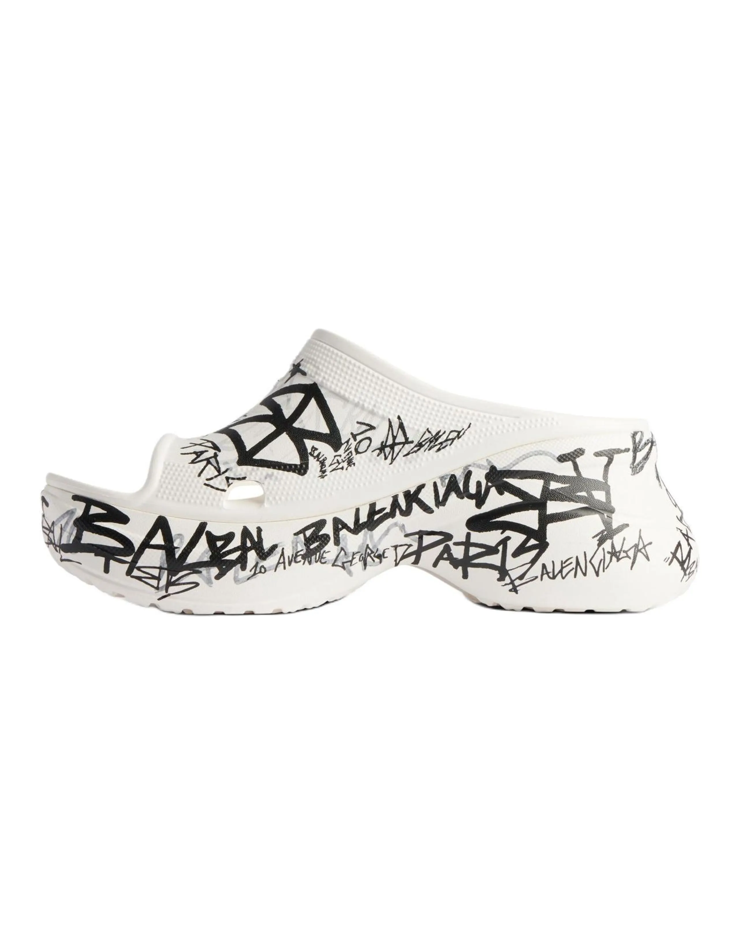 Crocs x Balenciaga Print Round-Toe Open-Toe Slide Sandals 5cm Women's White
