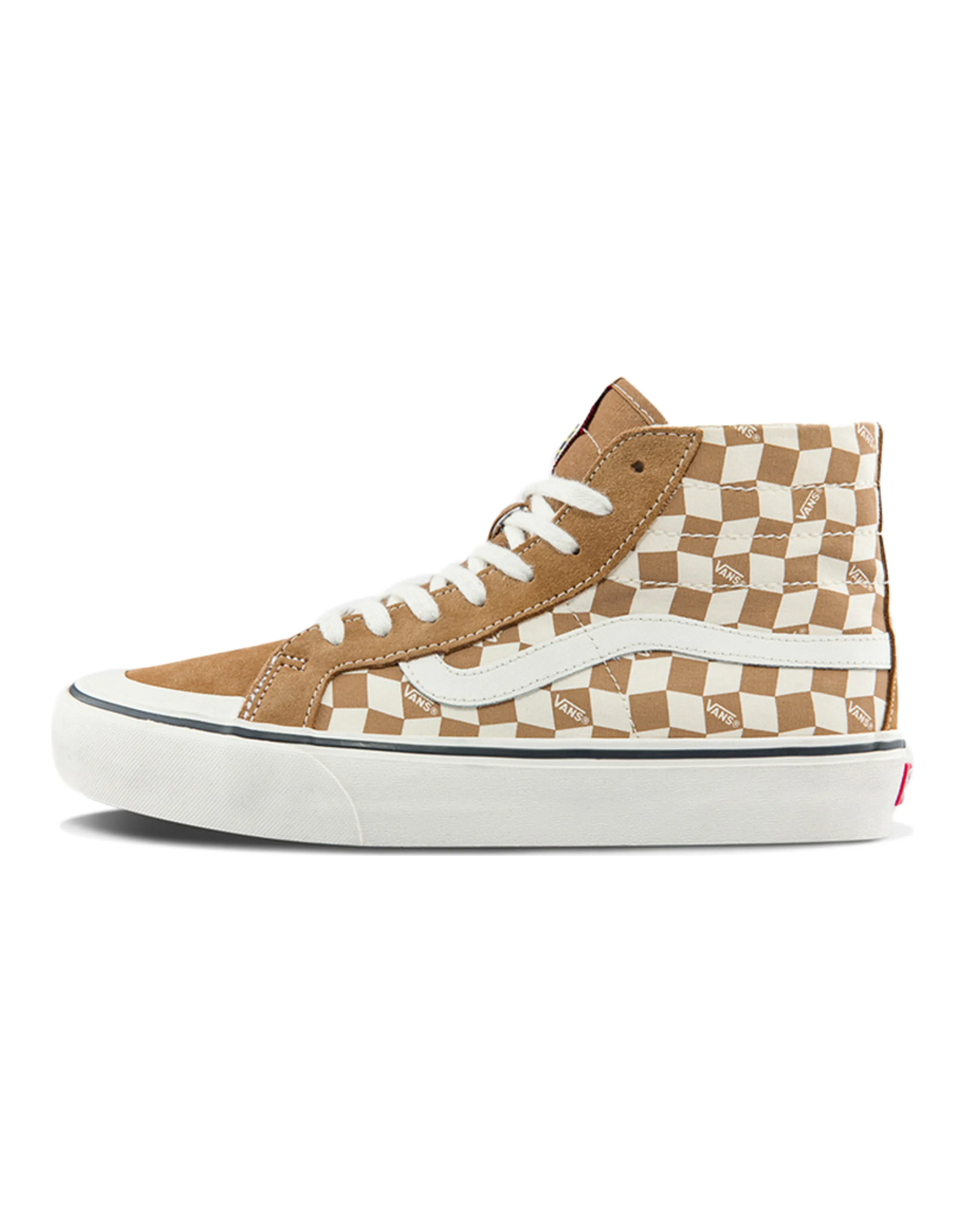 Vans SK8 Hi High Top Casual Skate Shoes Unisex Brown White Grid