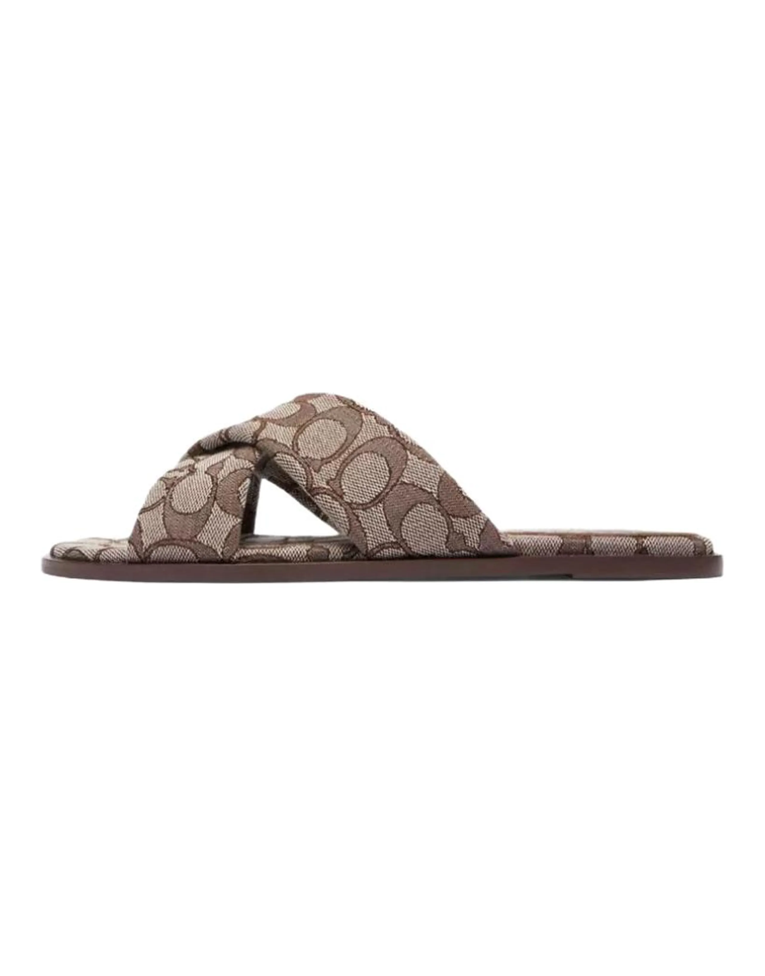 COACH Jacquard Open-Toe Slide Mules Women's Brown