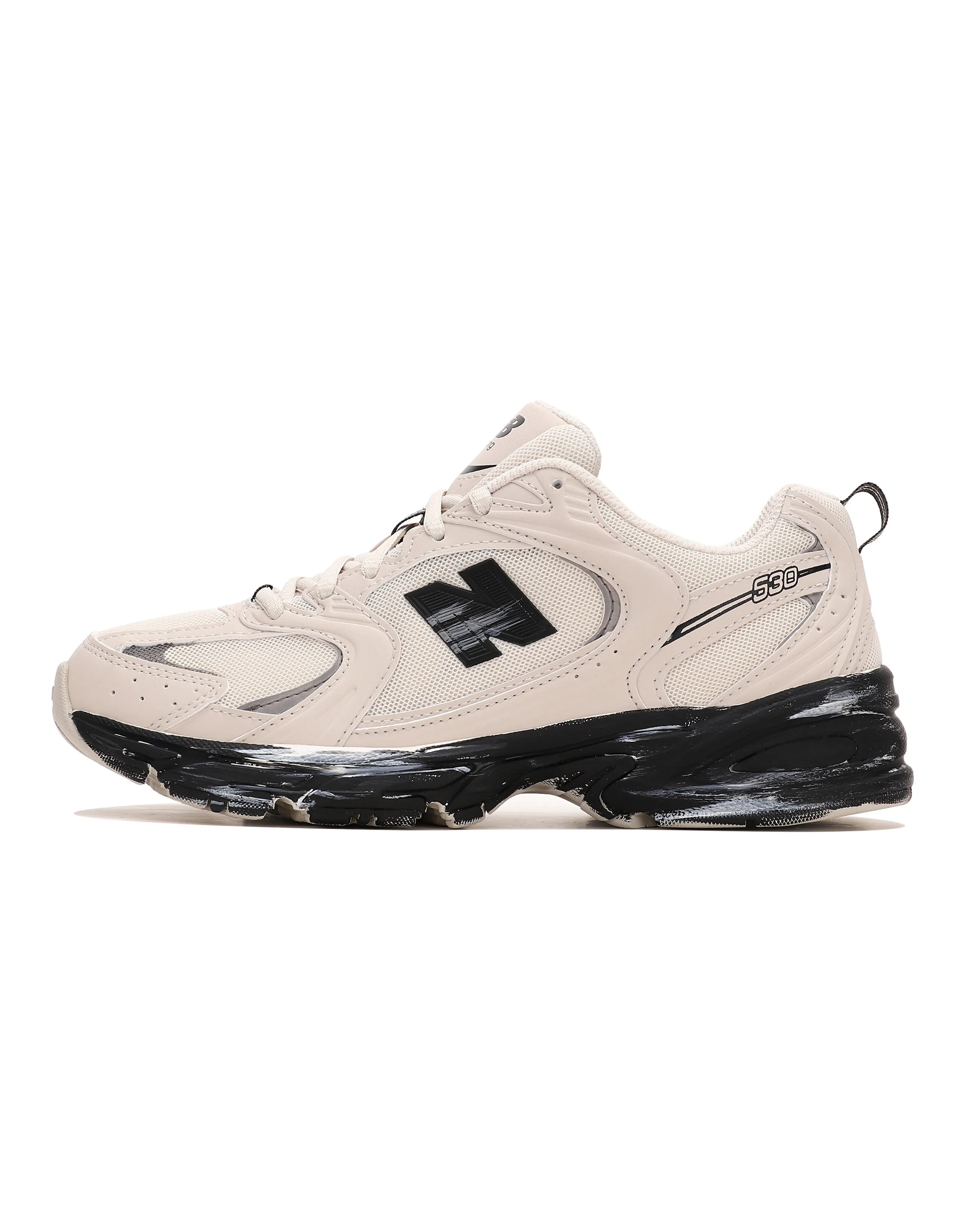 New Balance NB 530 'Moon Shadow Runner' Custom Low-Top Running Shoes, Retro Vibe, Unisex, Beige Black, D Width