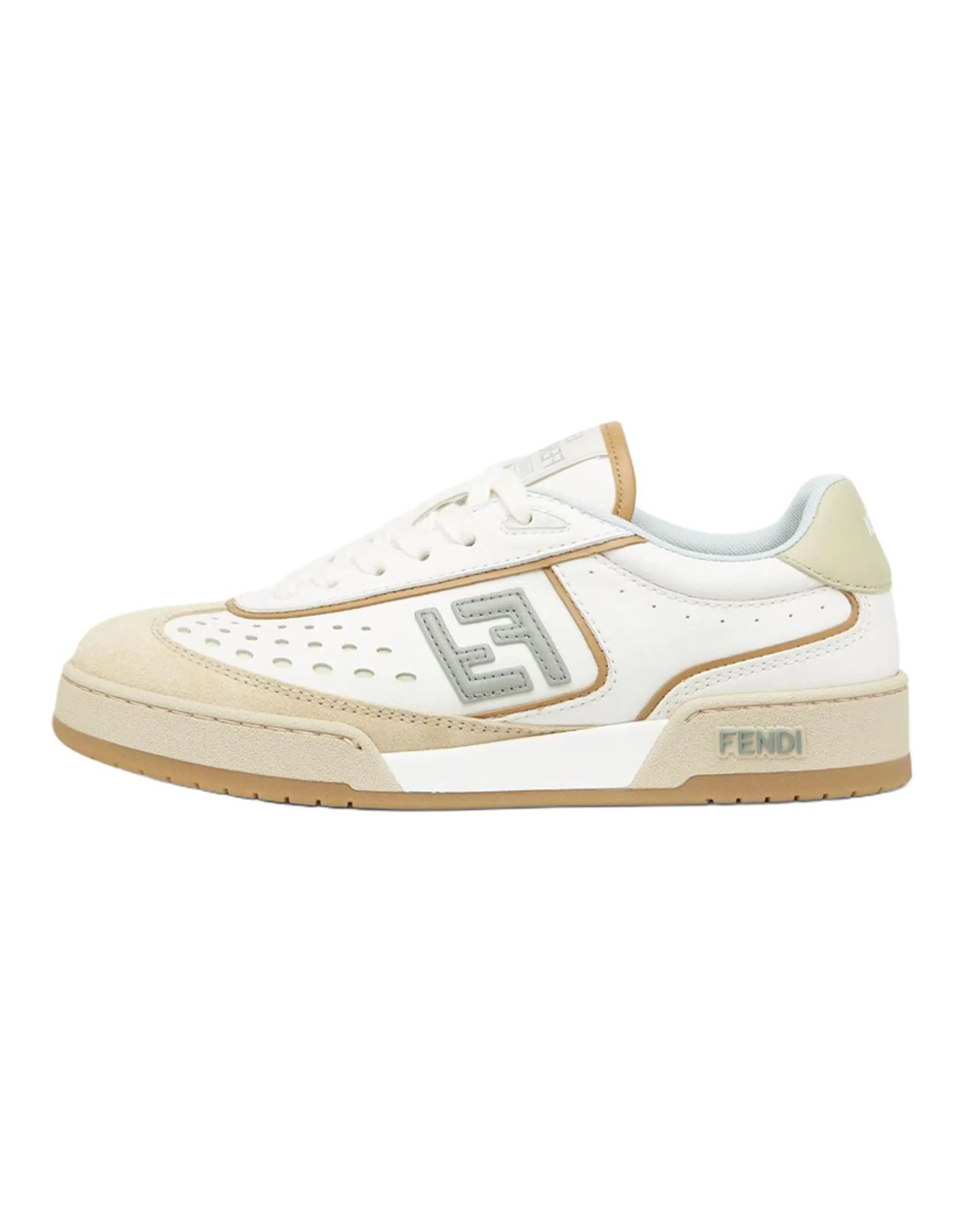 FENDI Match 2025 Spring Summer Collection Calfskin Round Toe Lace-Up Low-Top Skate Shoes Women's Off-White