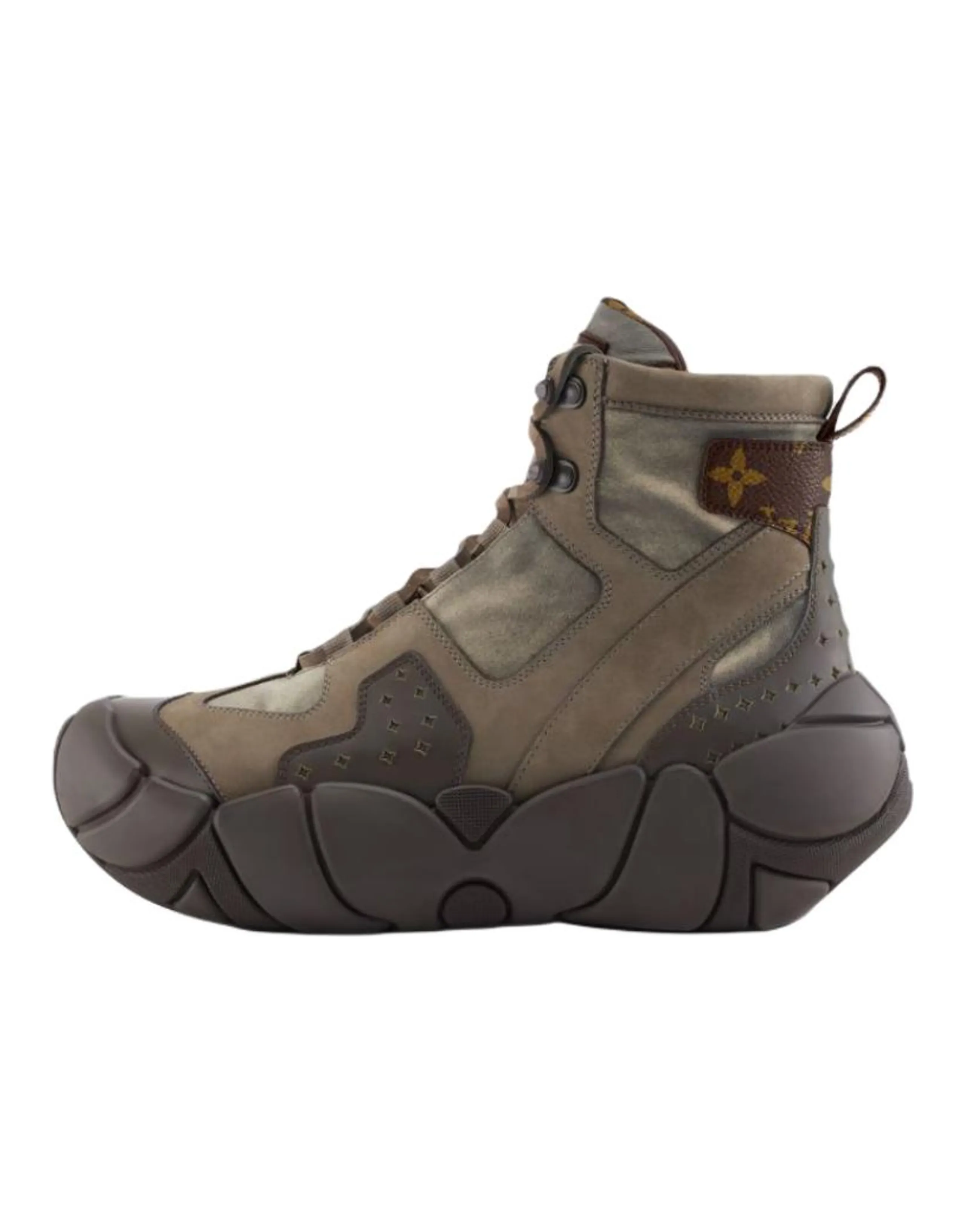 LOUIS VUITTON Bubble Calfskin Round-Toe Lace-Up Ankle Boots Women's Brown
