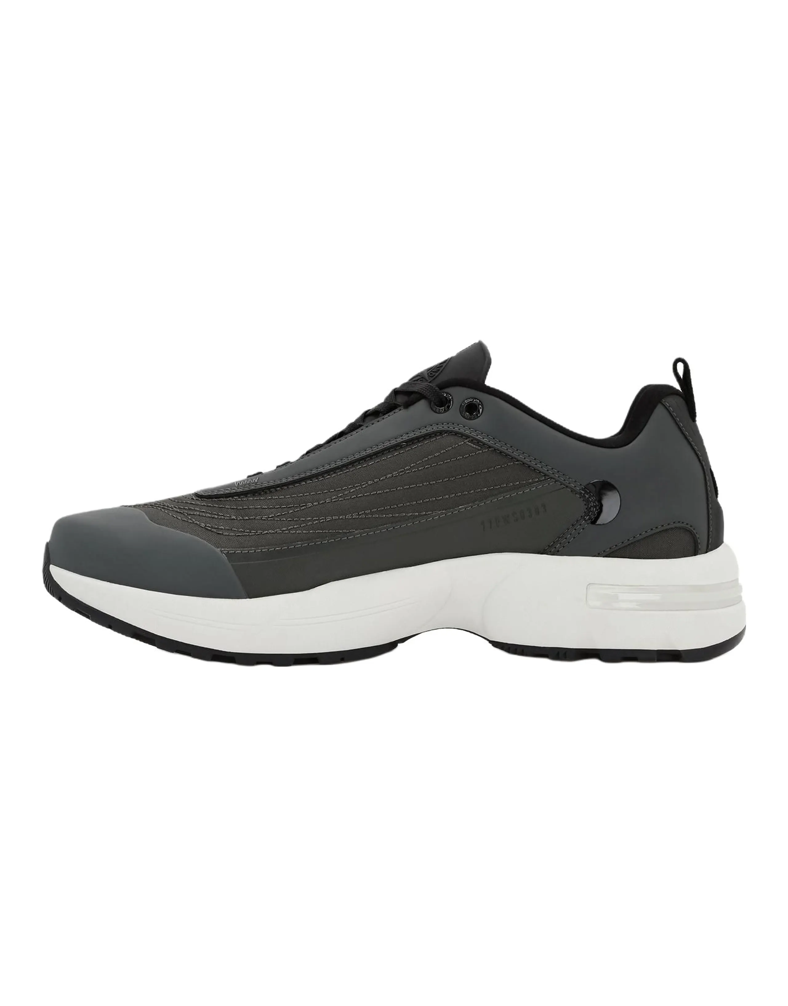 STONE ISLAND Fabric Round-Toe Lace-Up Visible Stitching Low-Top Casual Shoes Men's Black