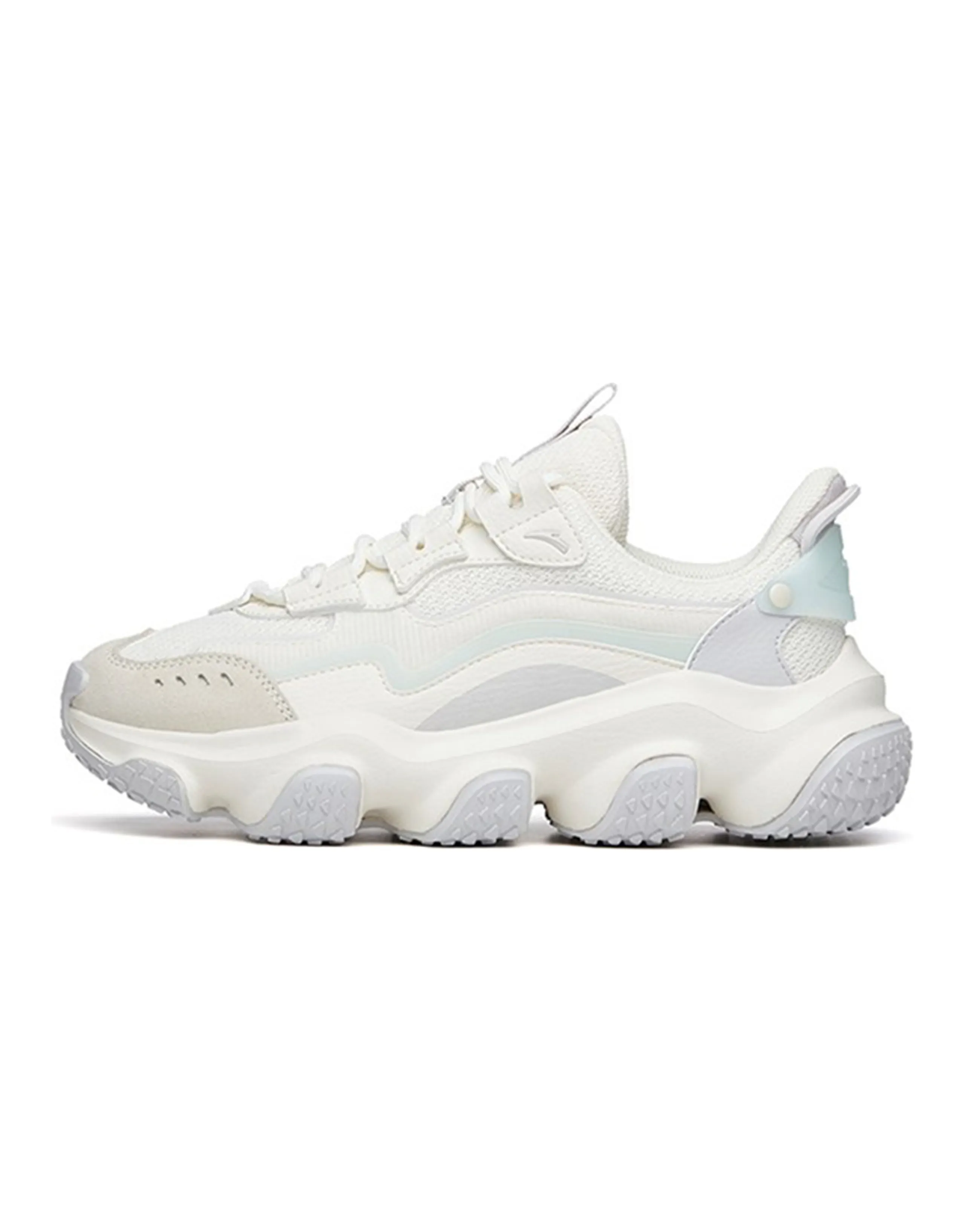 ANTA Life Collection Chunky Sneakers Women's Low-Top Ivory White/Light Silver Gray/Foam Green