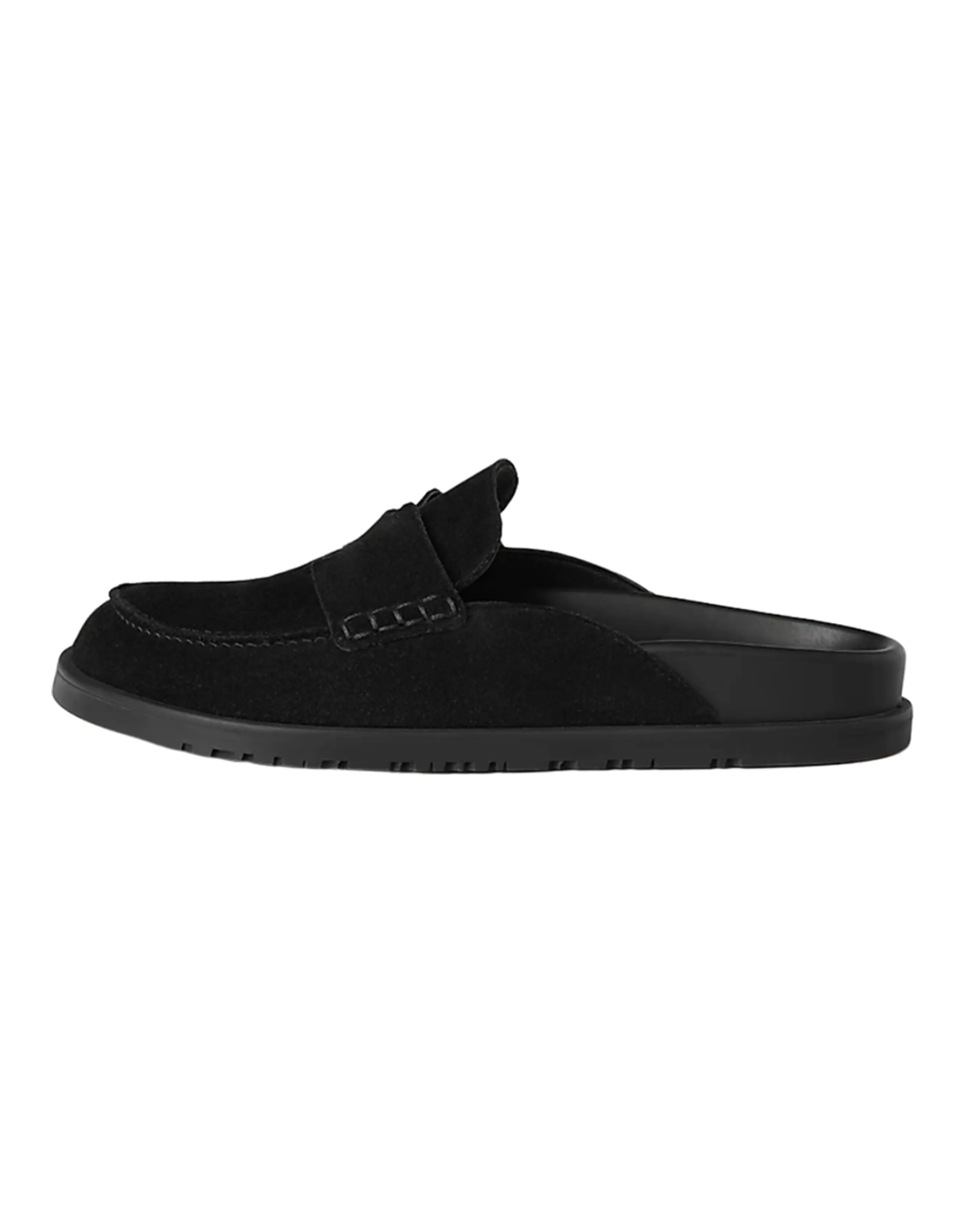 HERMES Go Mule Noir Suede Calkfskin Men's