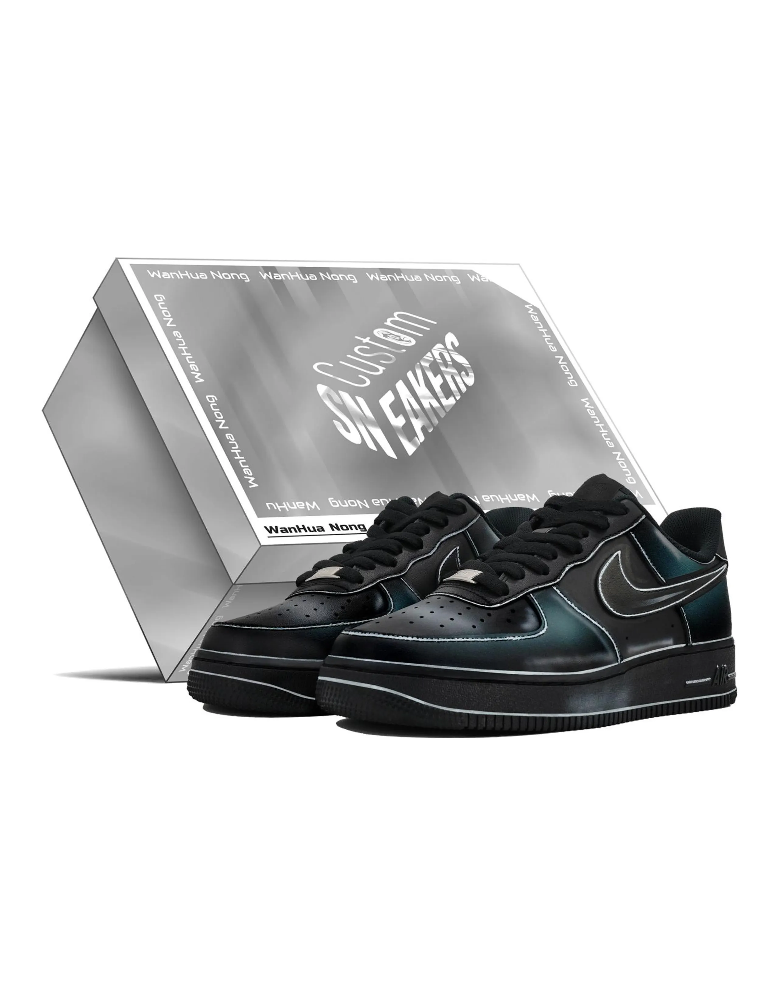 Nike Air Force 1 Low-Top Skateboard Shoes Unisex Black Blue