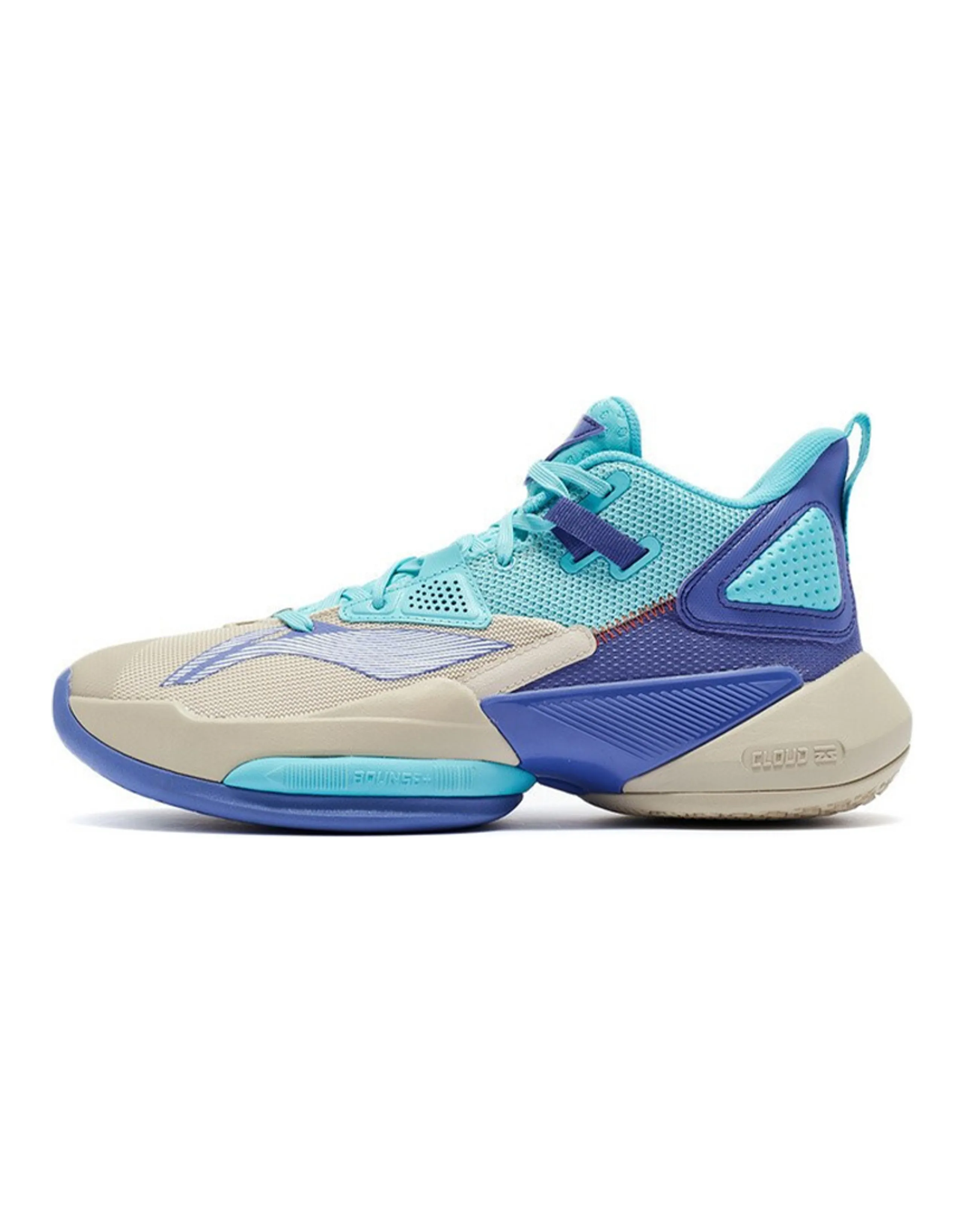 LiNing Power 8 Wear-Resistant Slip-Resistant Mid-Top Performance Basketball Shoes Men's Light Blue