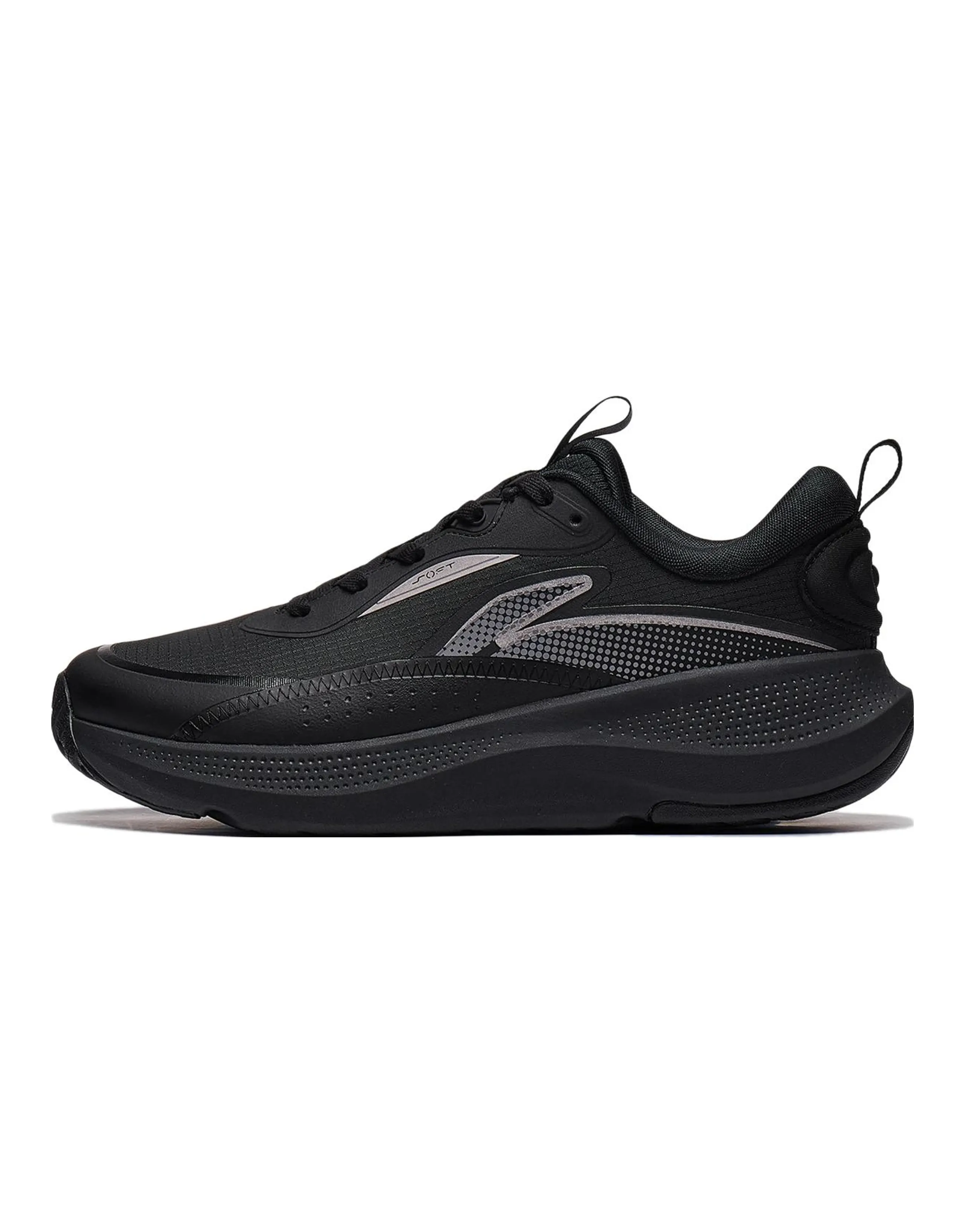 LiNing Soft Element Cushioning Wear-Resistant Low-Top Casual Shoes Unisex Black Silver