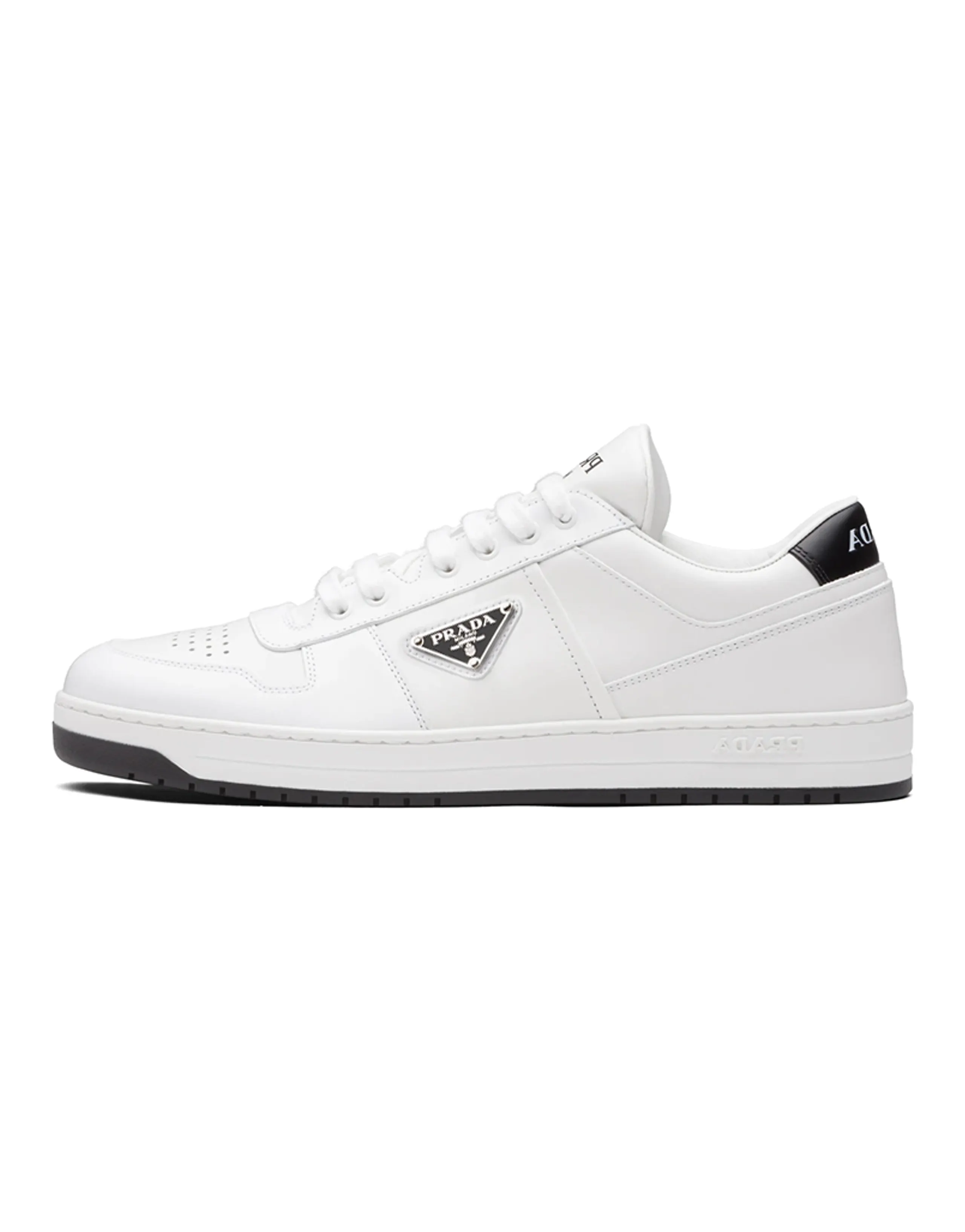 PRADA Downtown Low Top Sneakers Leather White White Black