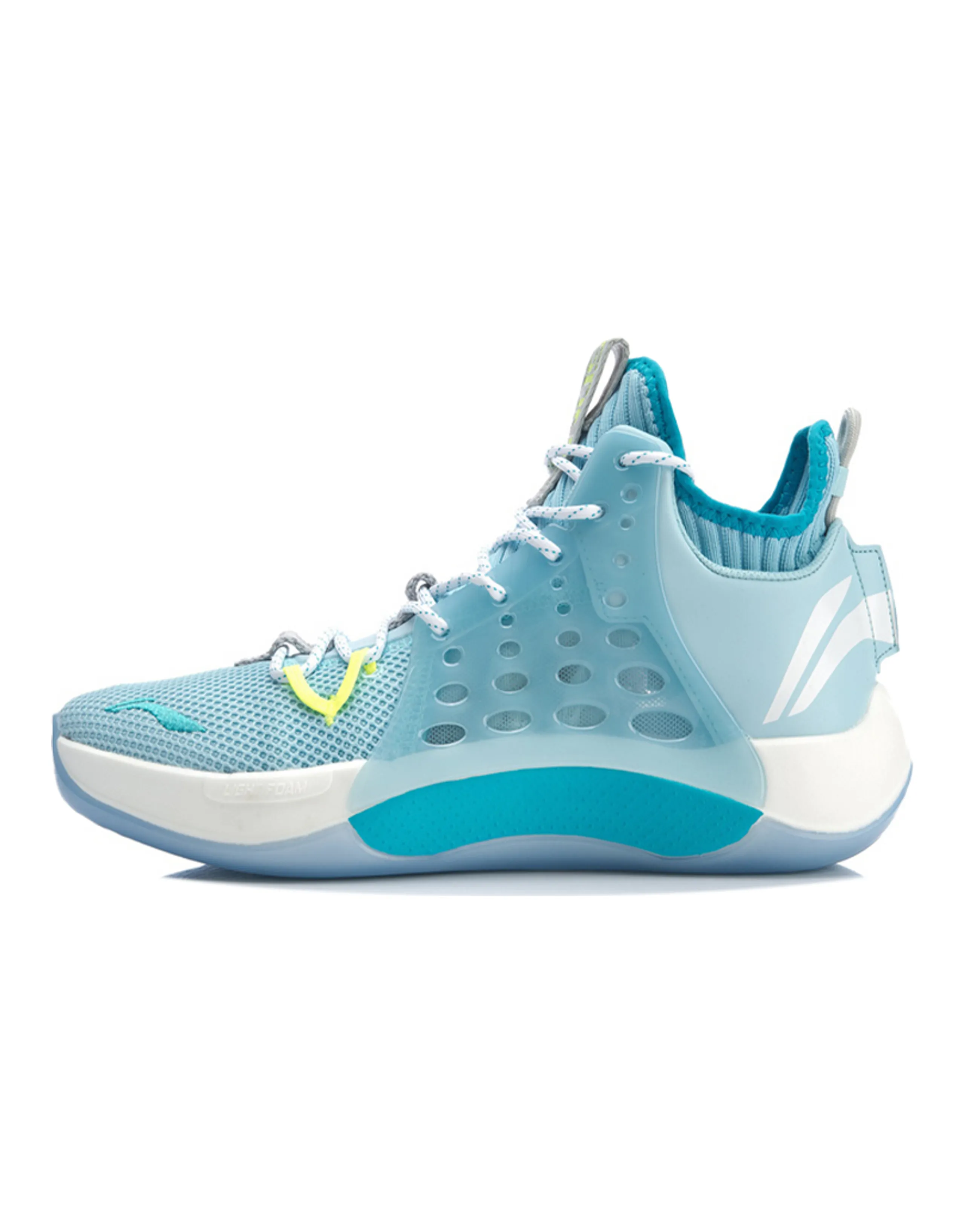 LiNing SONIC 7 Cushioning Anti-Slip And Wear-Resistant Mid-Top Performance Basketball Shoes Blue White