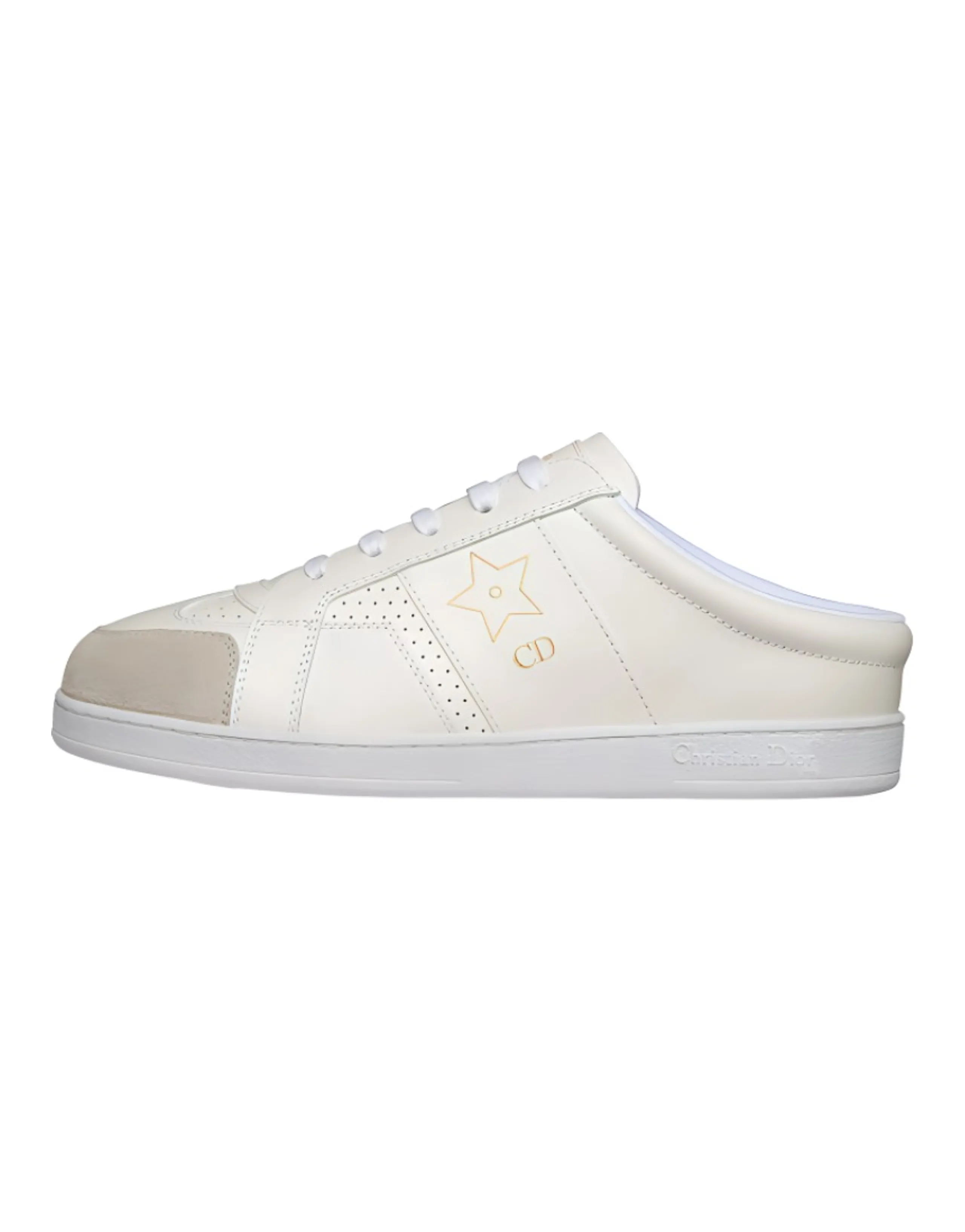 DIOR Star Platform Sneakers Leather Low-Top Lace-Up Fashion Skate Shoes Women's White