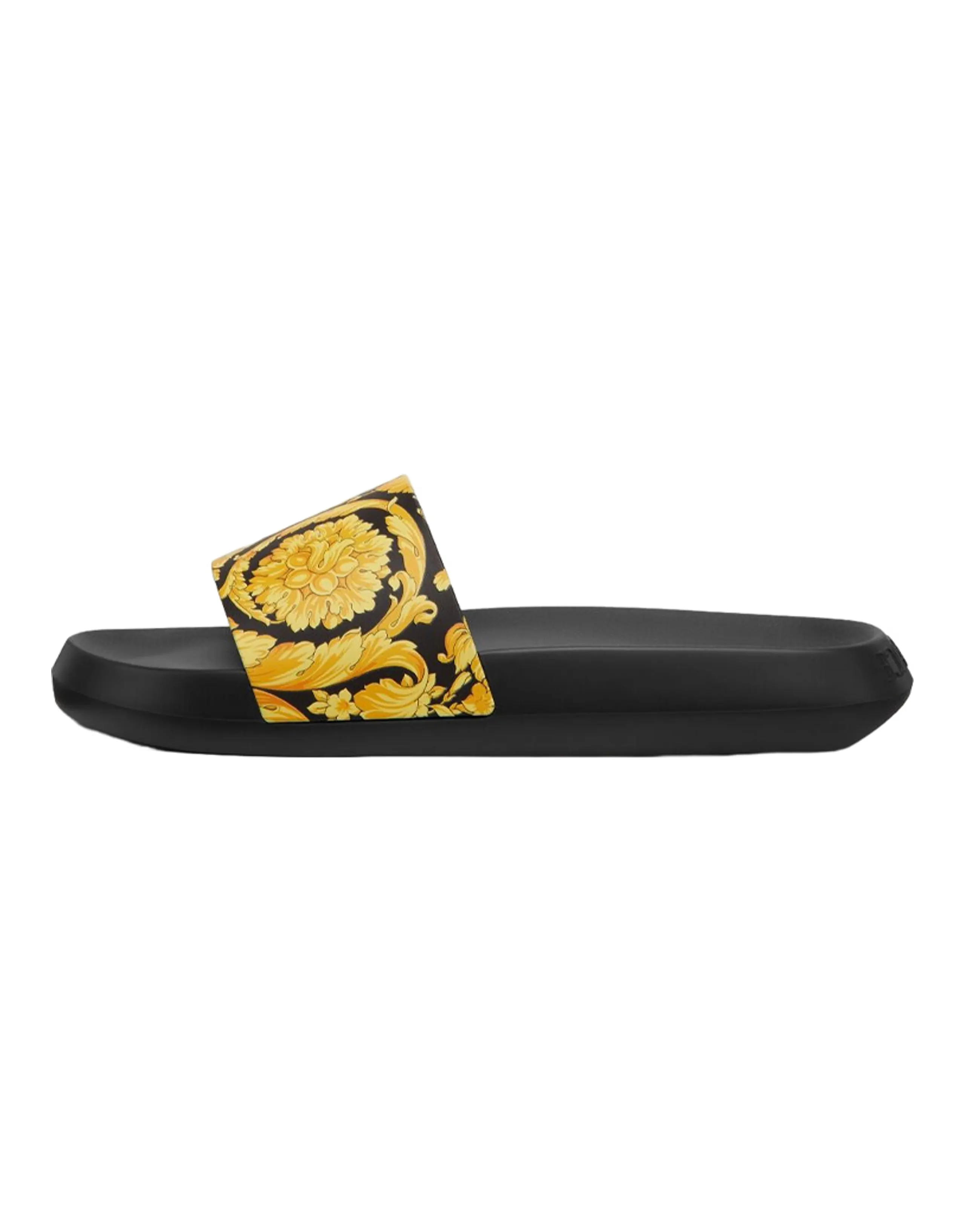 VERSACE Baroque Pool Slide Black Gold