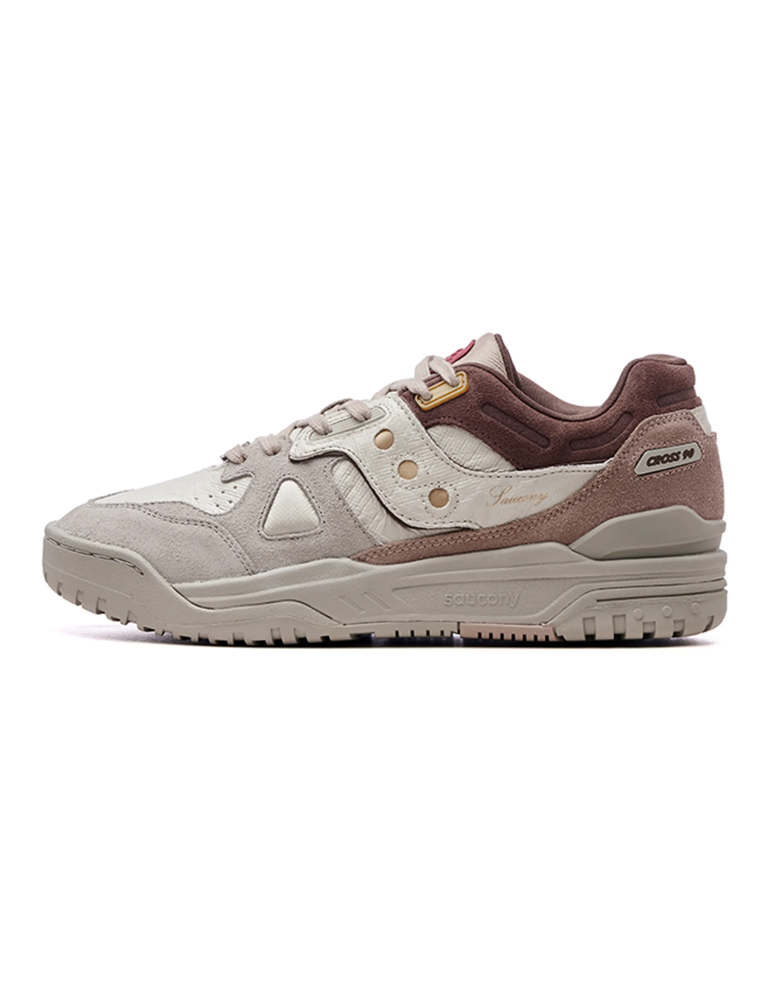 Saucony Cross 90 Low-Top Casual Running Shoes Unisex Beige Brown