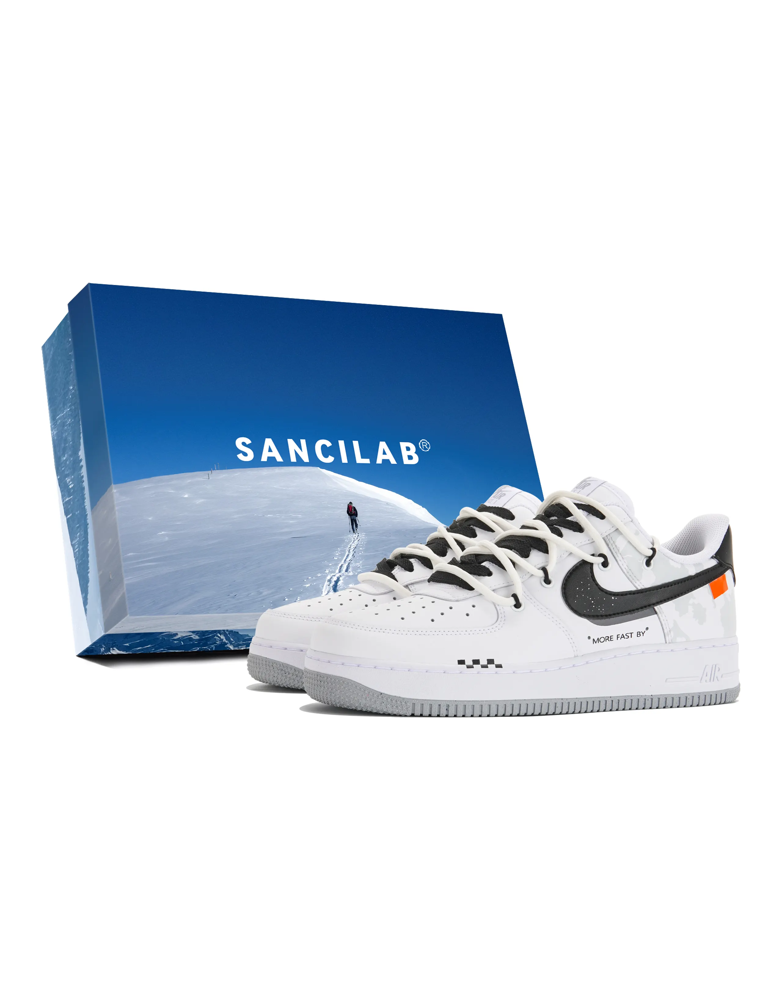 Nike Air Force 1 Anti-Slip Wear-Resistant Low-Top Skateboard Shoes Men's Black White