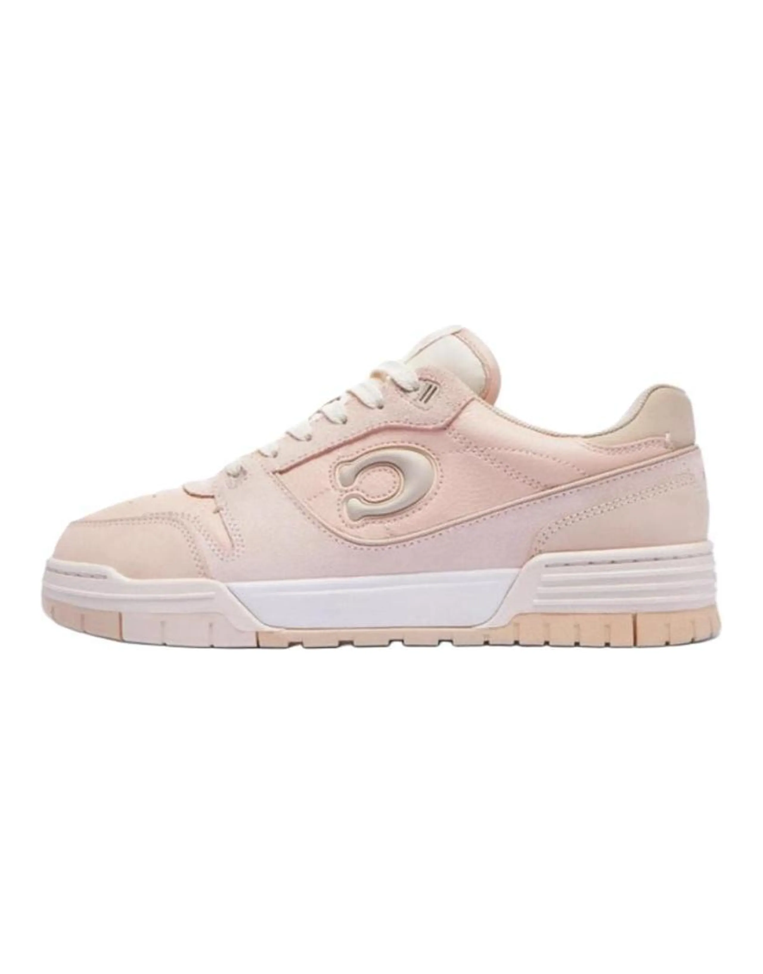 COACH Soho Split Leather Cow Leather Lace-Up Round Toe Low-Top Sneakers Women's Pink White