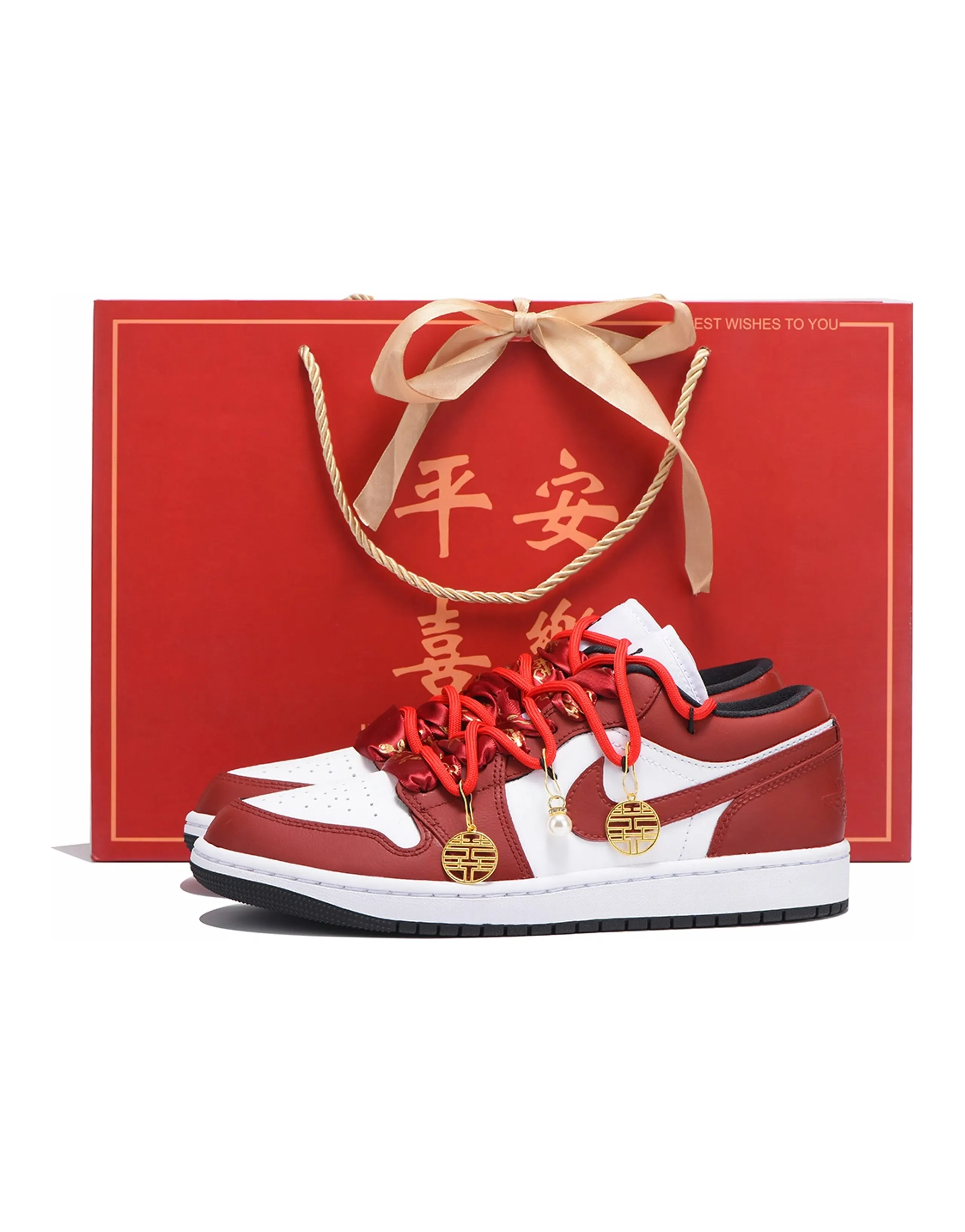 Jordan Air Jordan 1 Anti-Slip And Wear-Resistant Coverage Low-Top Vintage Basketball Shoes Women's True Red