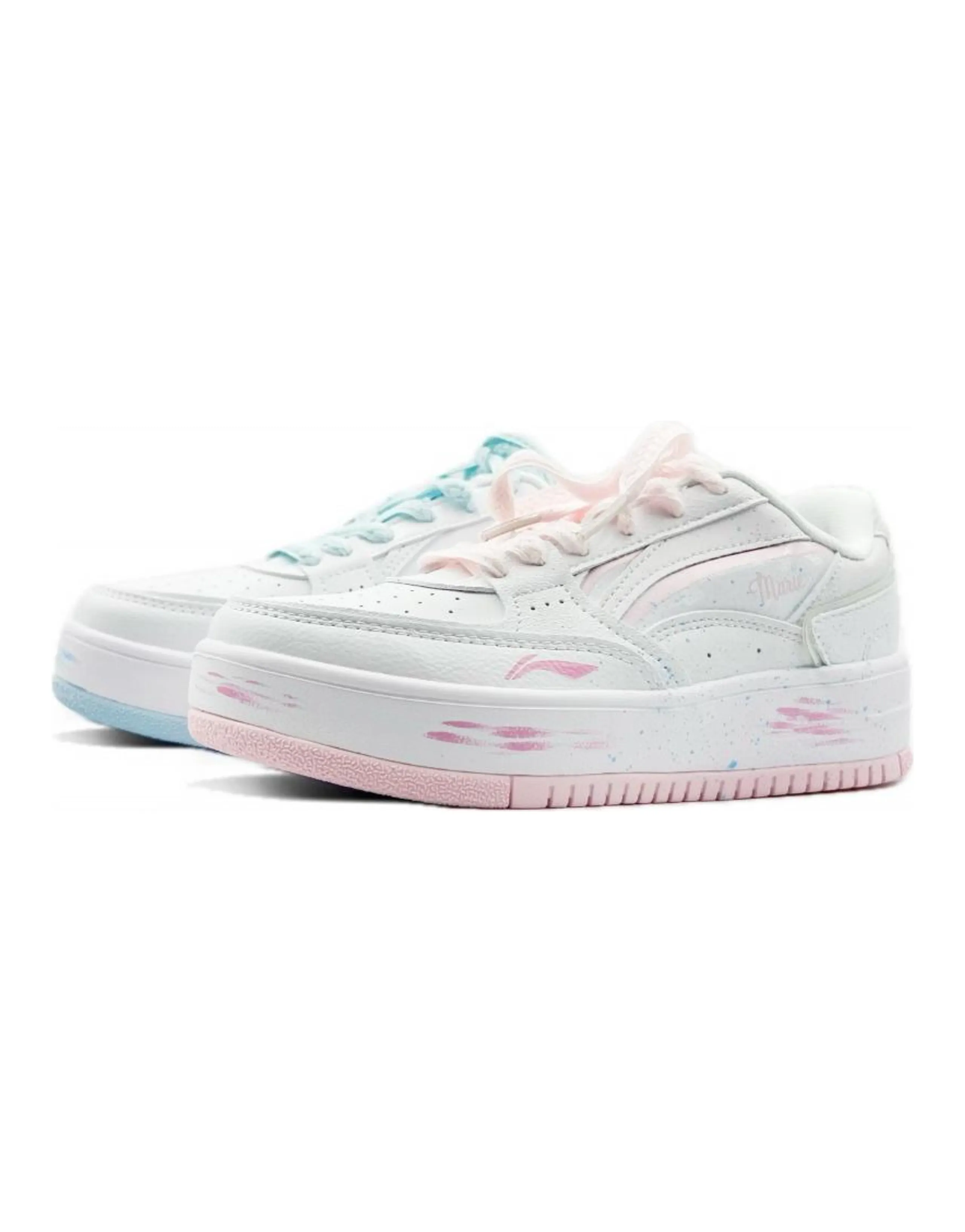 LiNing Durable Lightweight And Breathable Low-Top Skateboard Shoes Women's Mismatched Pink Blue