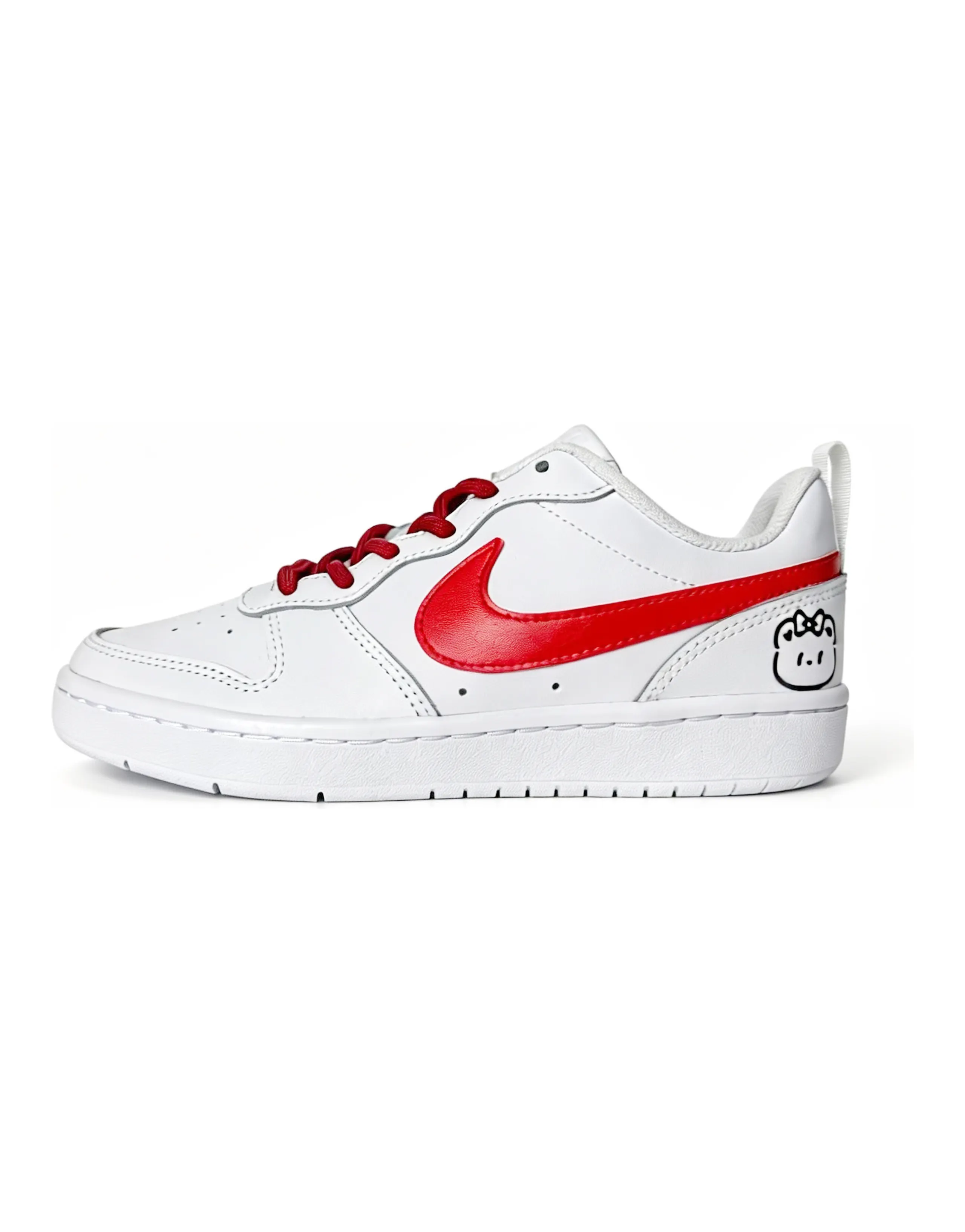 Nike Custom 'Snow Bear' Leather Romantic Cute Low-Top Skate Shoes Unisex Red White